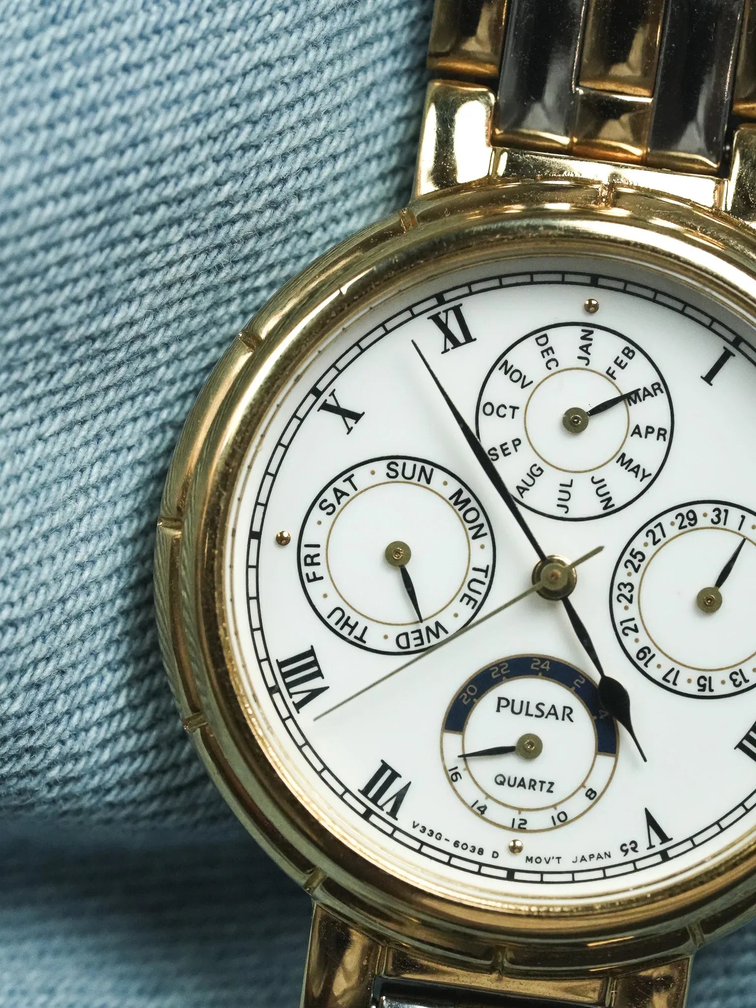 Pulsar x Seiko - Triple Date Acier Or Cabochon noir - 1998 - Atelier Victor