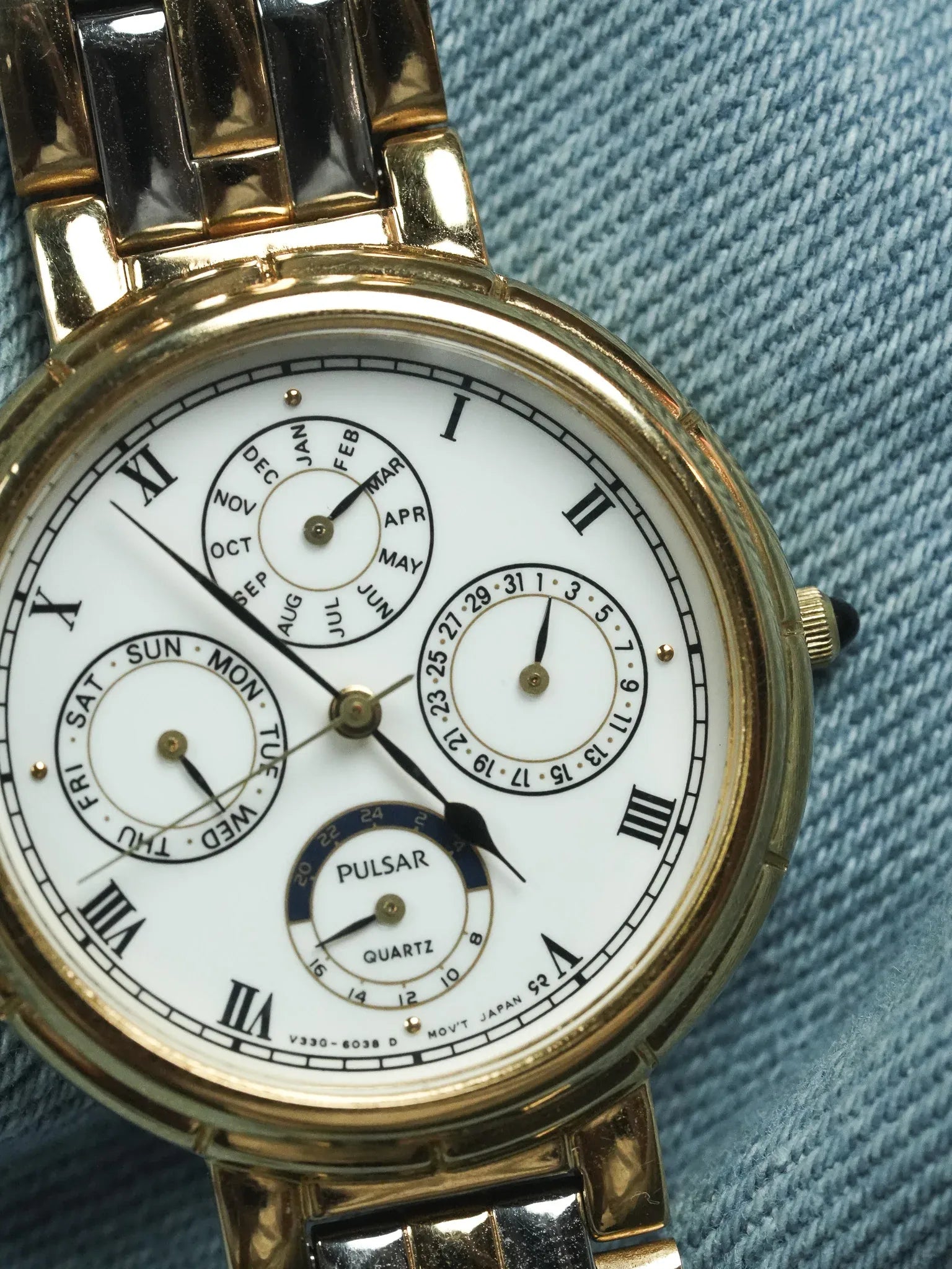 Pulsar x Seiko - Triple Date Acier Or Cabochon noir - 1998 - Atelier Victor