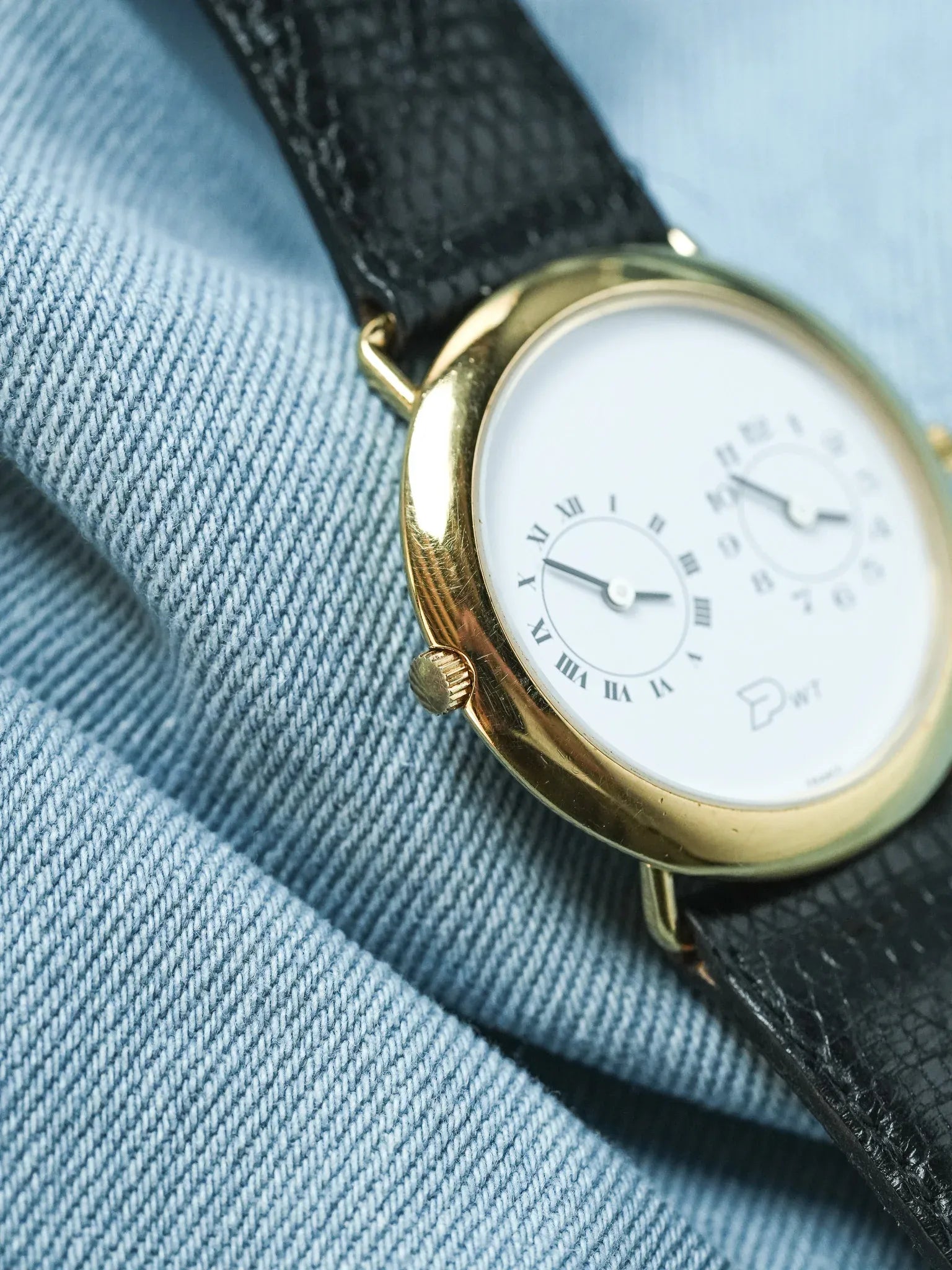 PWT - Double Fuseaux Double mouvements Or Cadran blanc - 1990s - Atelier Victor