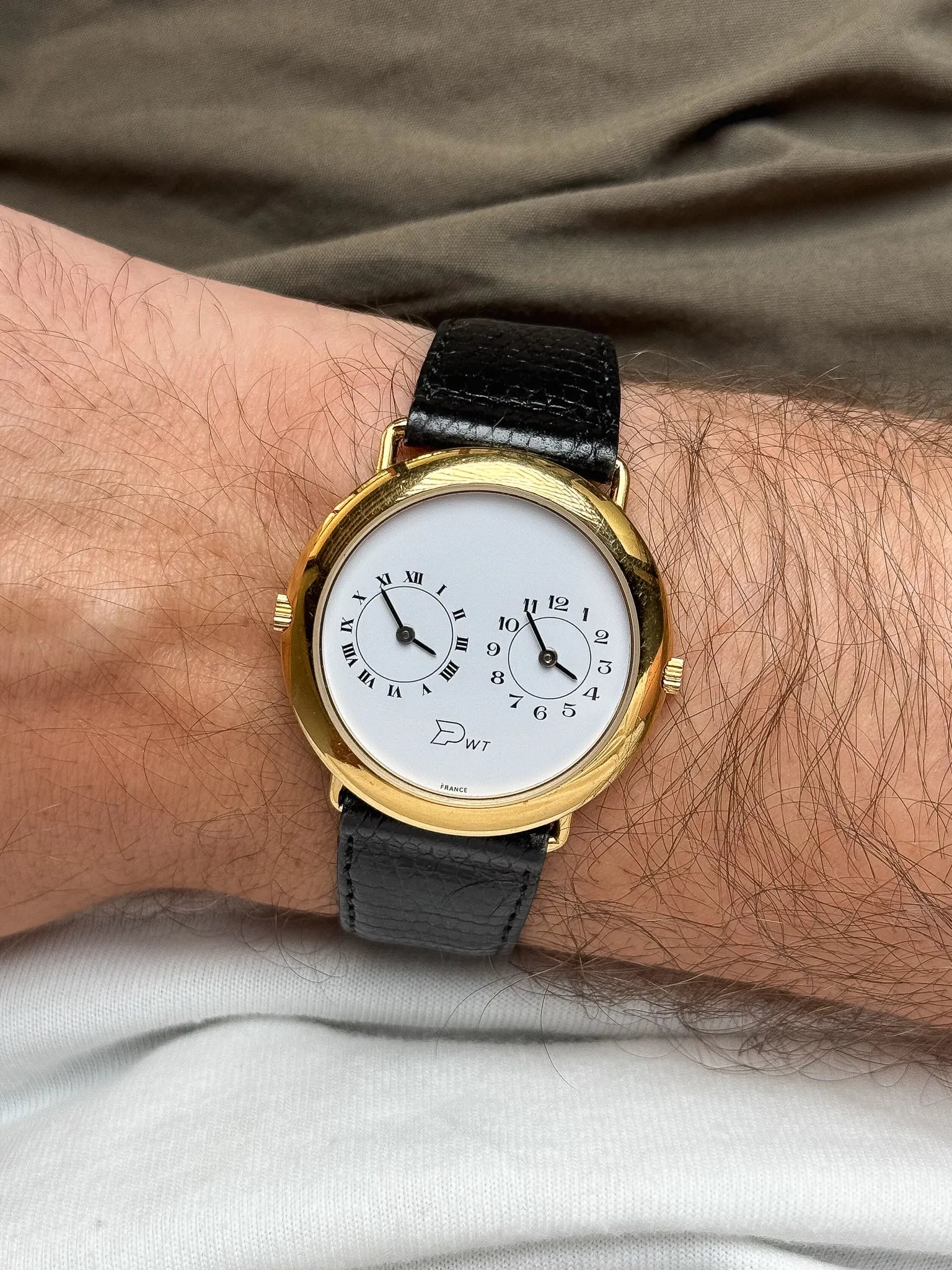 PWT - Double Fuseaux Double mouvements Or Cadran blanc - 1990s - Atelier Victor