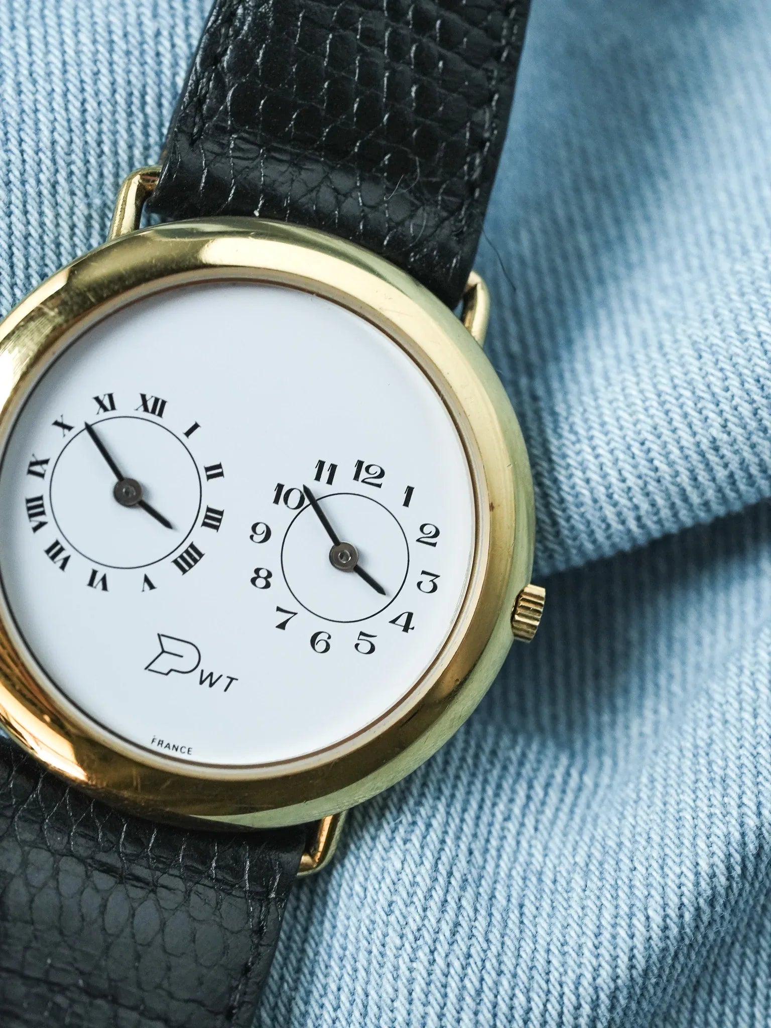 PWT - Double Fuseaux Double mouvements Or Cadran blanc - 1990s - Atelier Victor