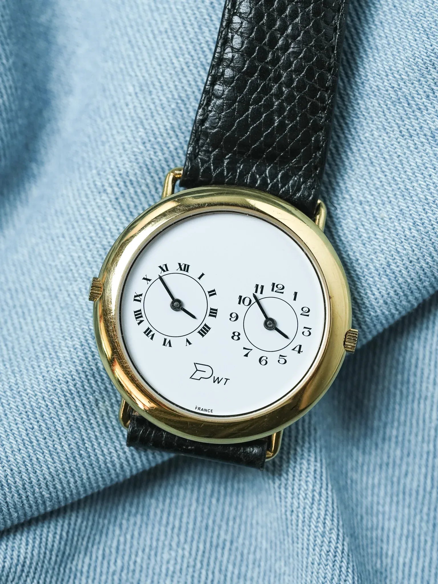 PWT - Double Fuseaux Double mouvements Or Cadran blanc - 1990s - Atelier Victor