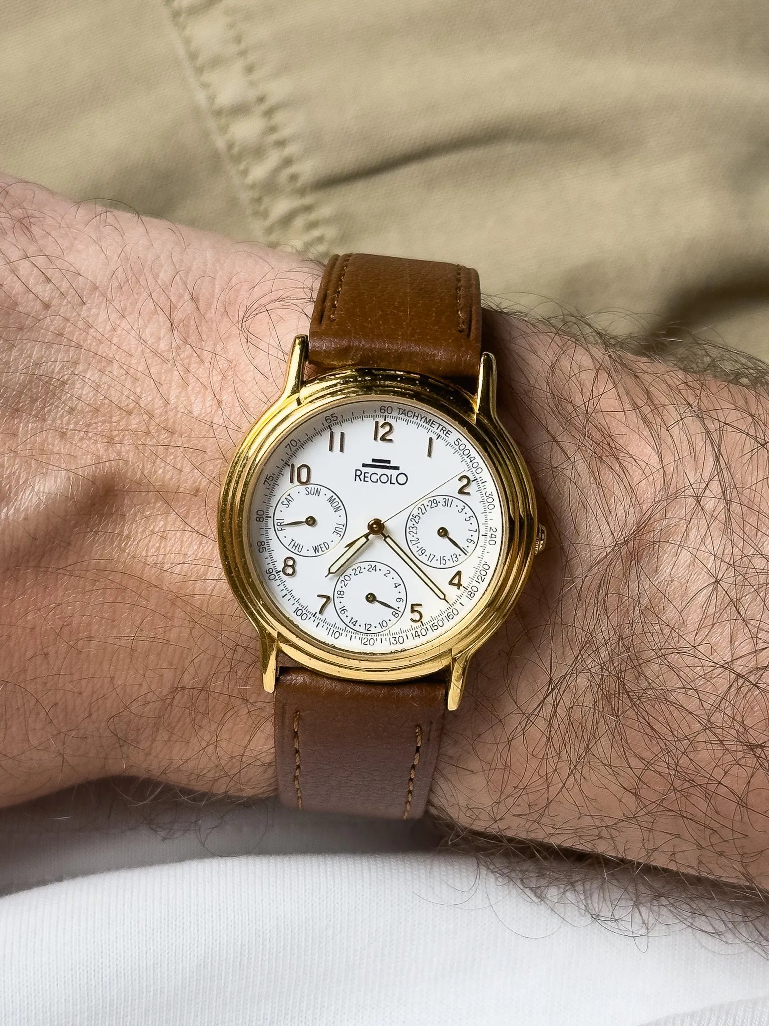 Regolo - Or Triple Calendar blanc - 1990s - Atelier Victor