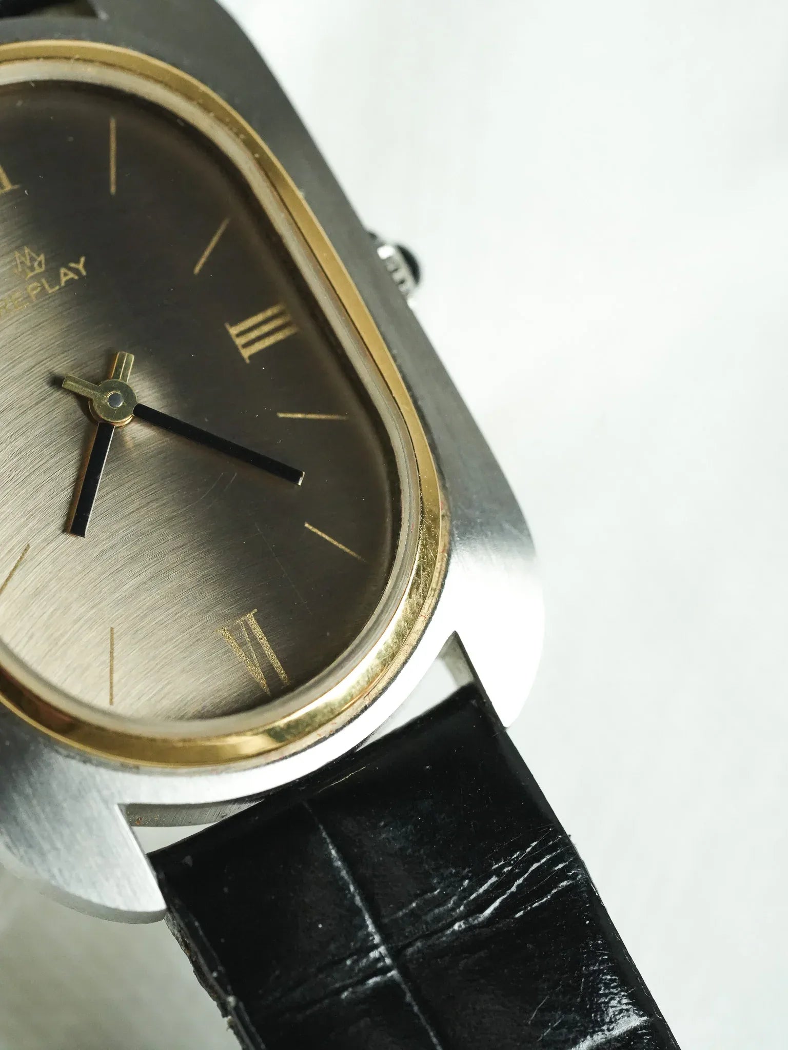 Replay - Ovale Acier Brossé Lunette or Acier Brossé - NOS - 1980s - Atelier Victor