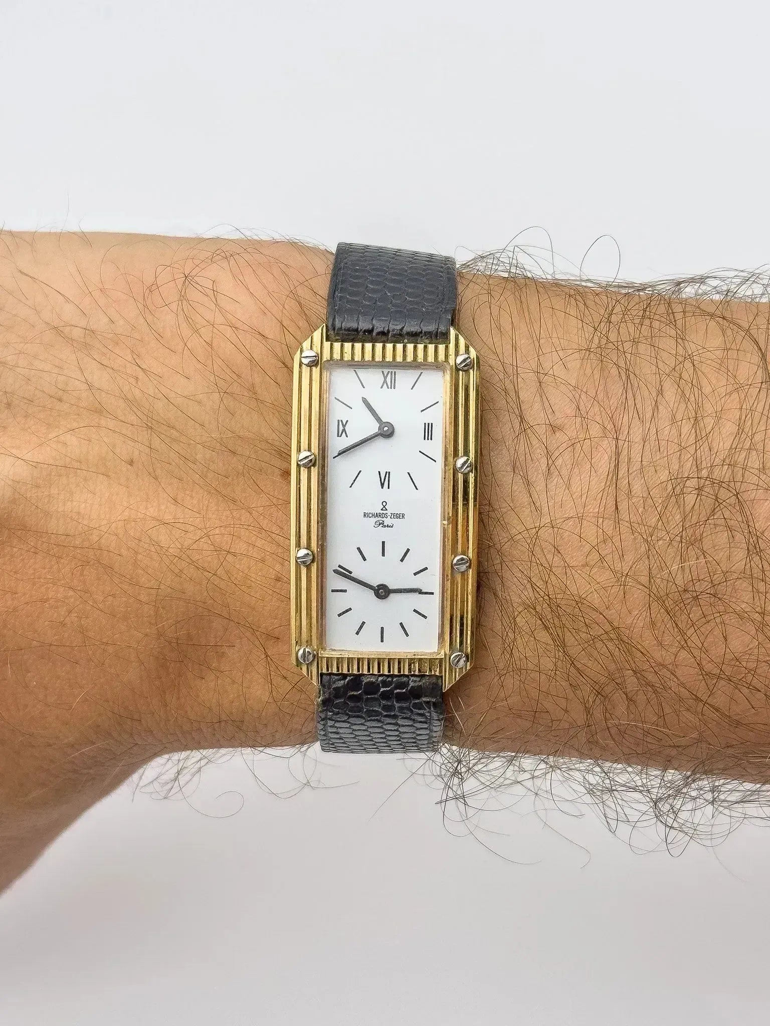 Richards-Zeger - GMT 2 movements plaqué or cadran blanc - 1970s - Atelier Victor