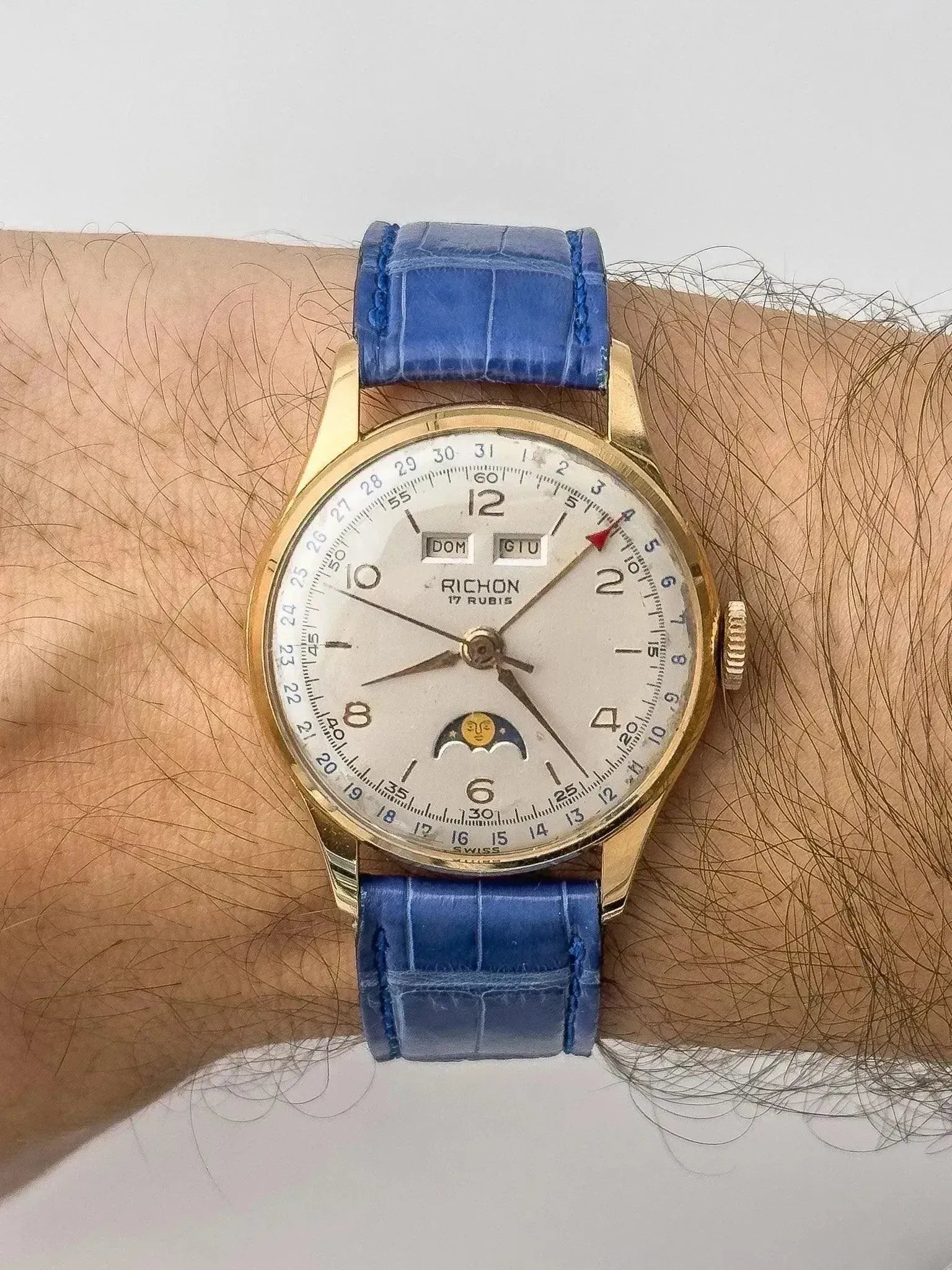 Richon - Venus 206 18K Rose Gold Triple Calendar Moon Phase - 1950s