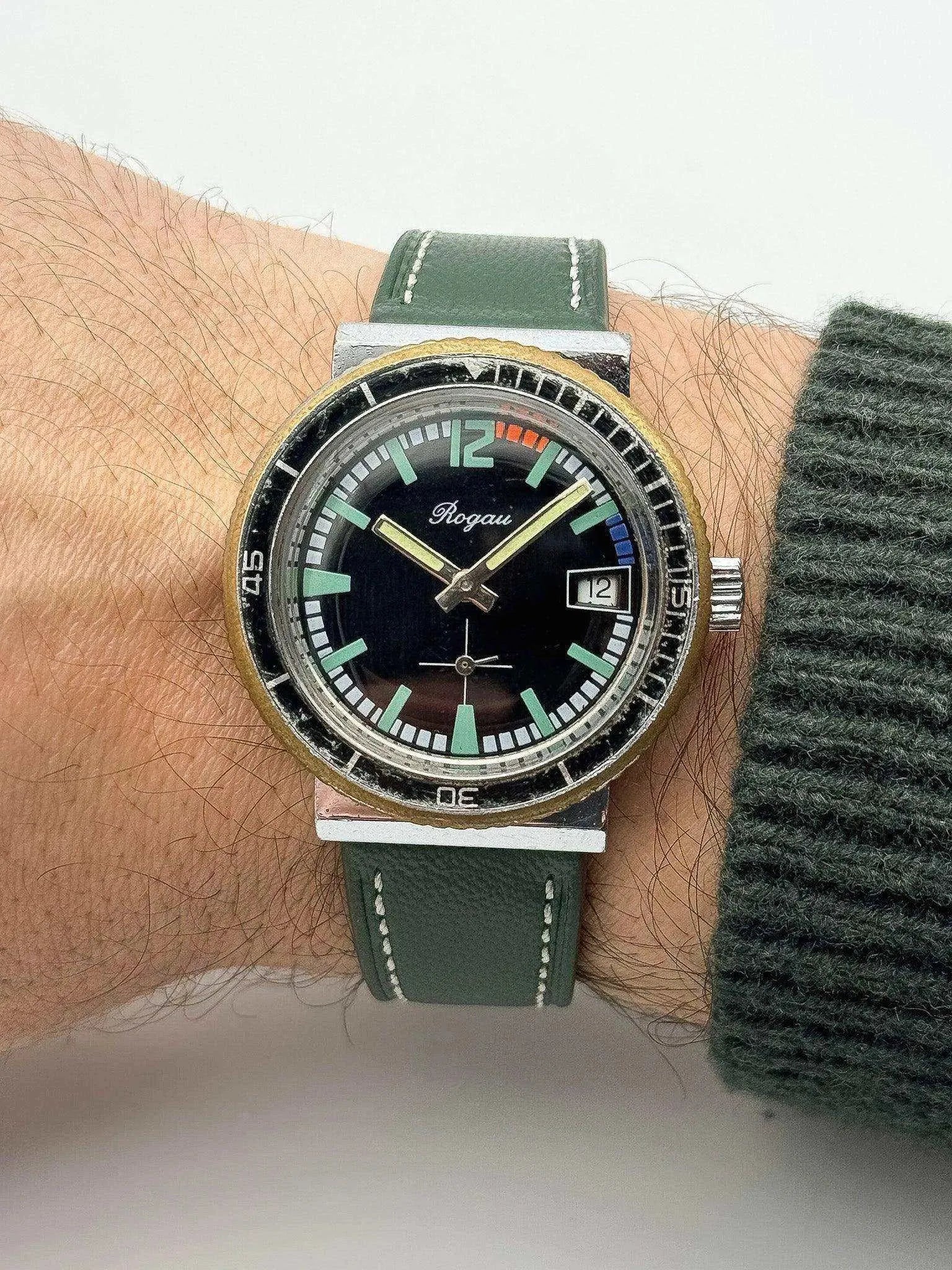 Rogau - Green Diver - 1960s - Atelier Victor Paris - Vintage Watch Shop Dubai