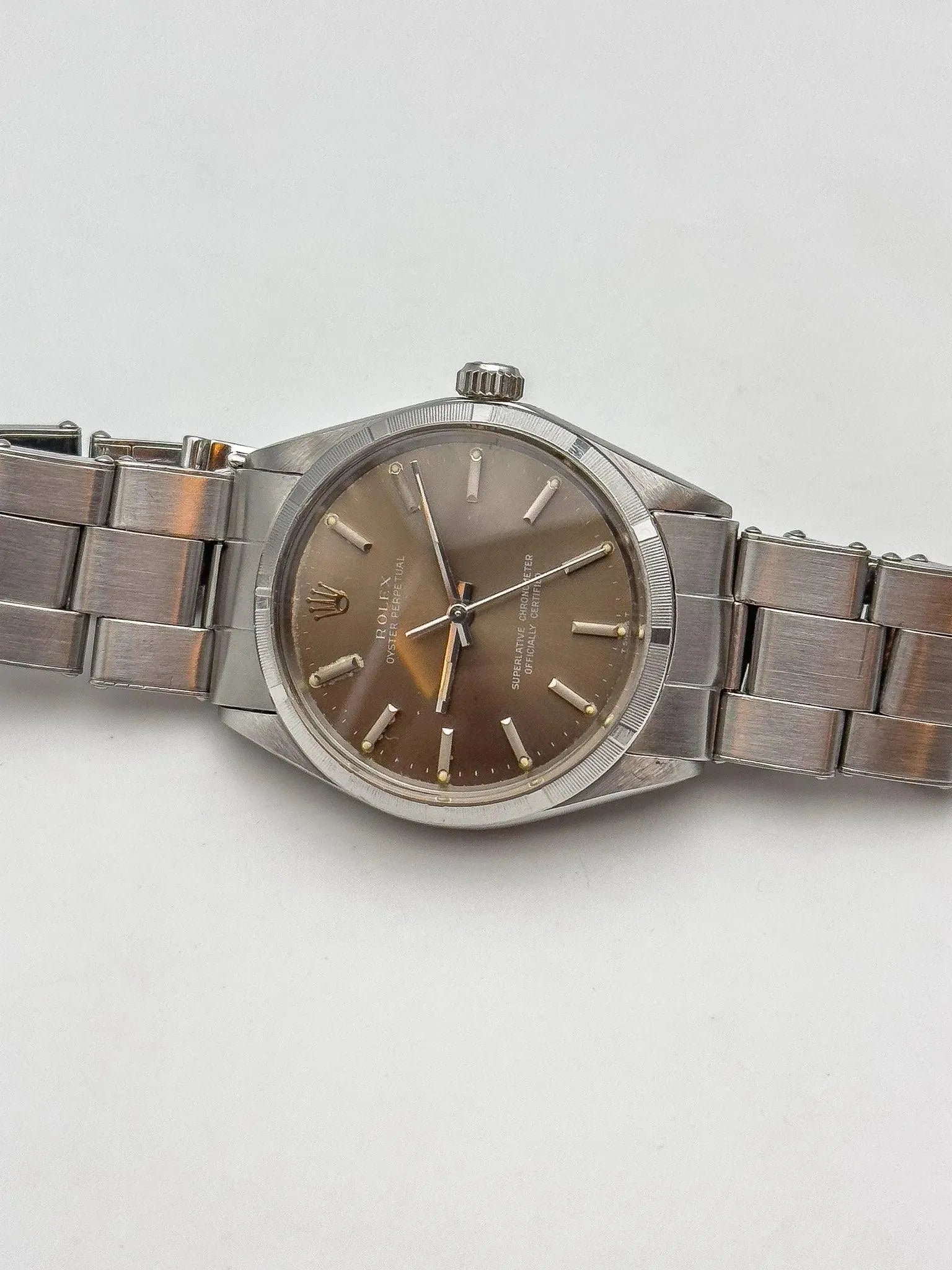 Rolex - Oyster Perpetual 1003 Moka COSC Engine Turned Bezel - 1966 - Atelier Victor Paris - Vintage Watch Shop Dubai