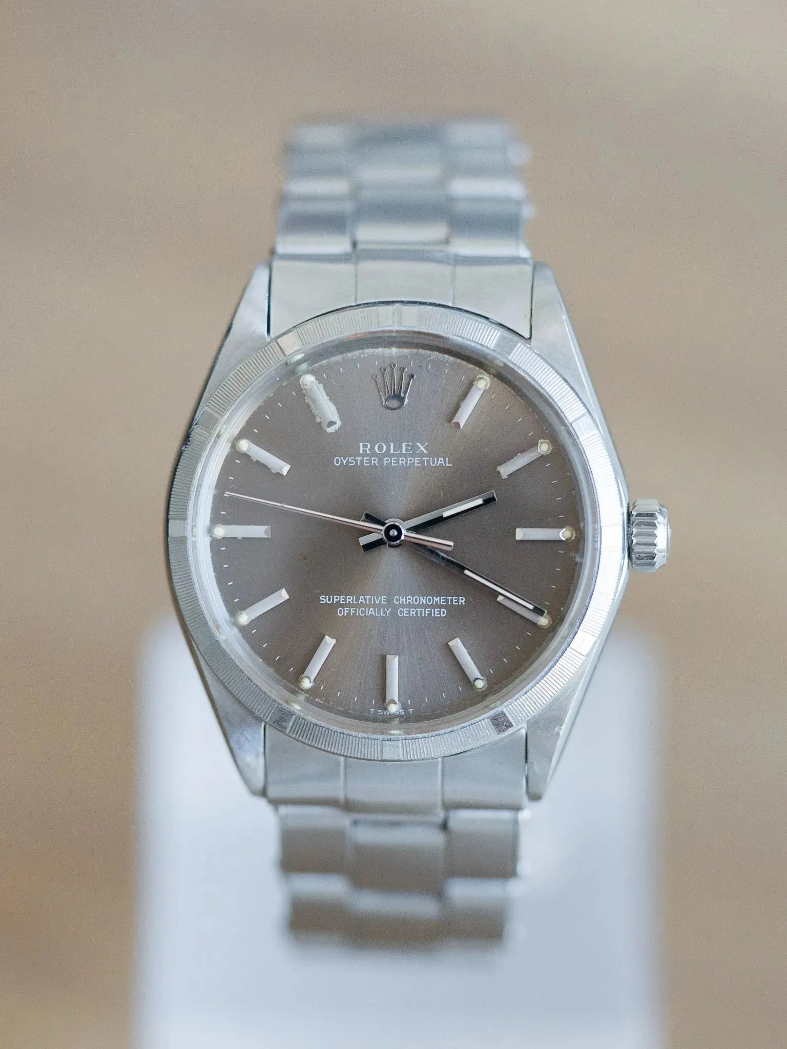 Rolex - Oyster Perpetual 1003 Moka COSC Engine Turned Bezel - 1966 - Atelier Victor Paris - Vintage Watch Shop Dubai