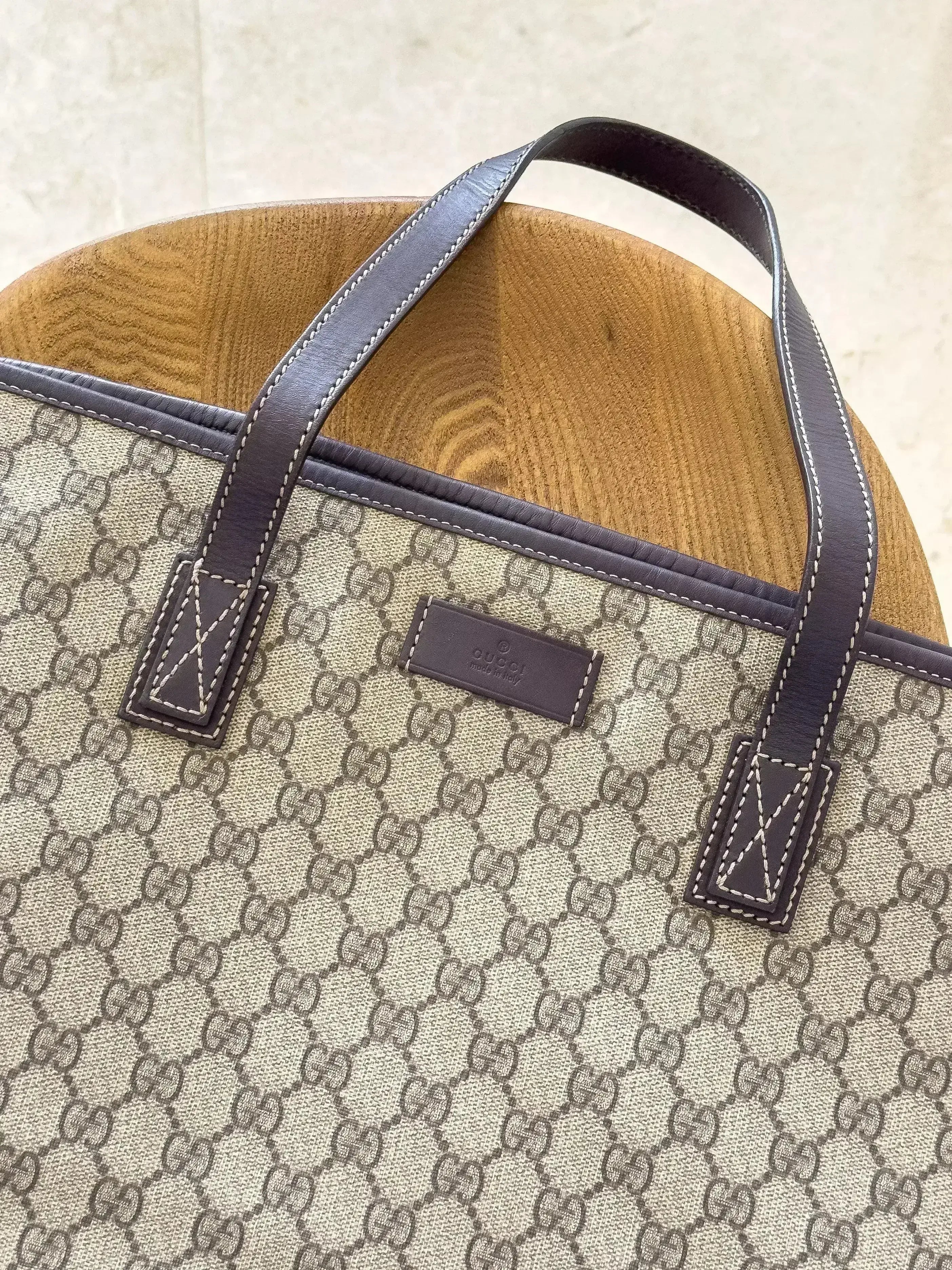 Vintage GG Supreme Beige Canvas & Leather Tote Bag | Atelier Victor