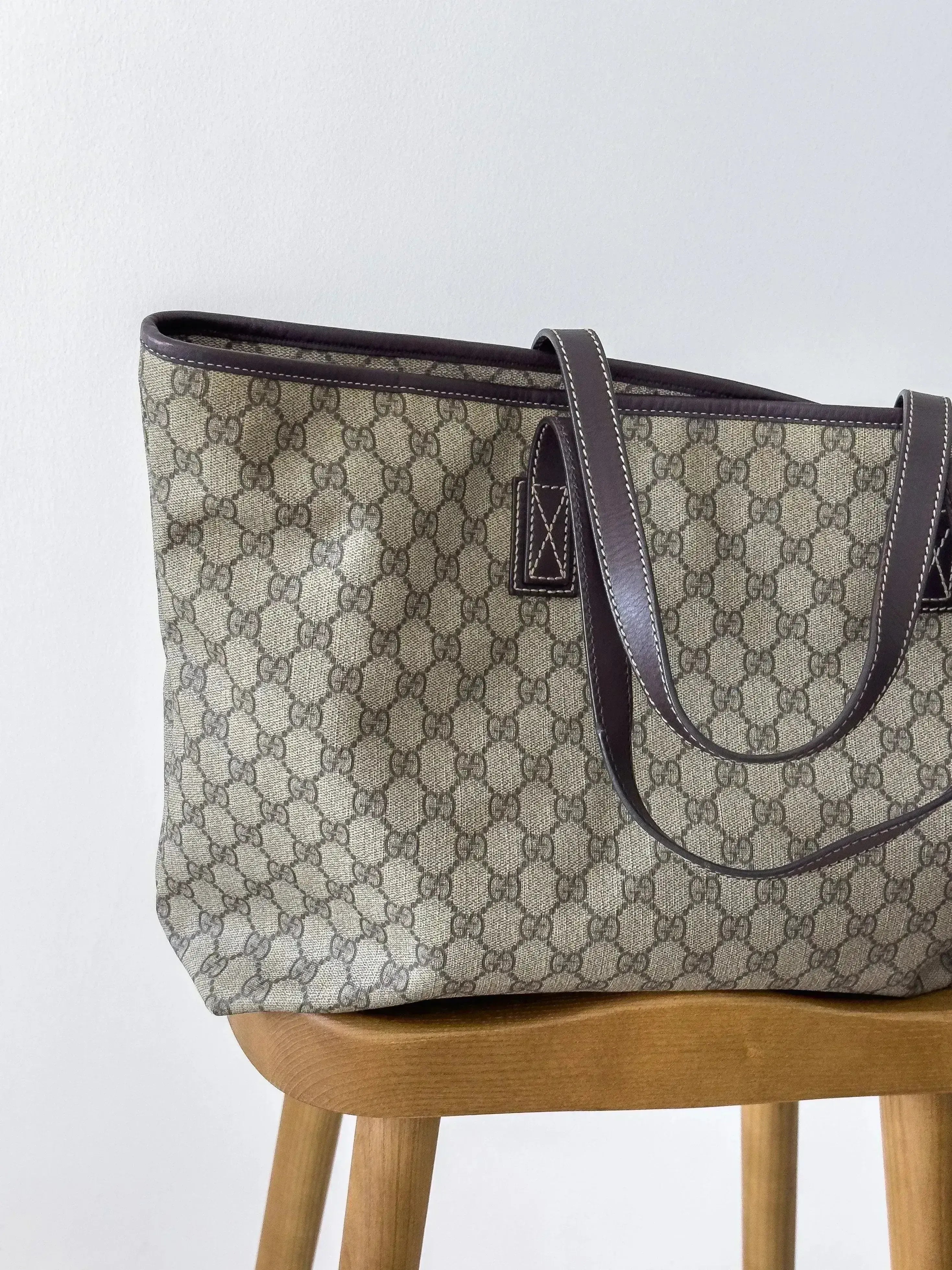 Vintage GG Supreme Beige Canvas & Leather Tote Bag | Atelier Victor