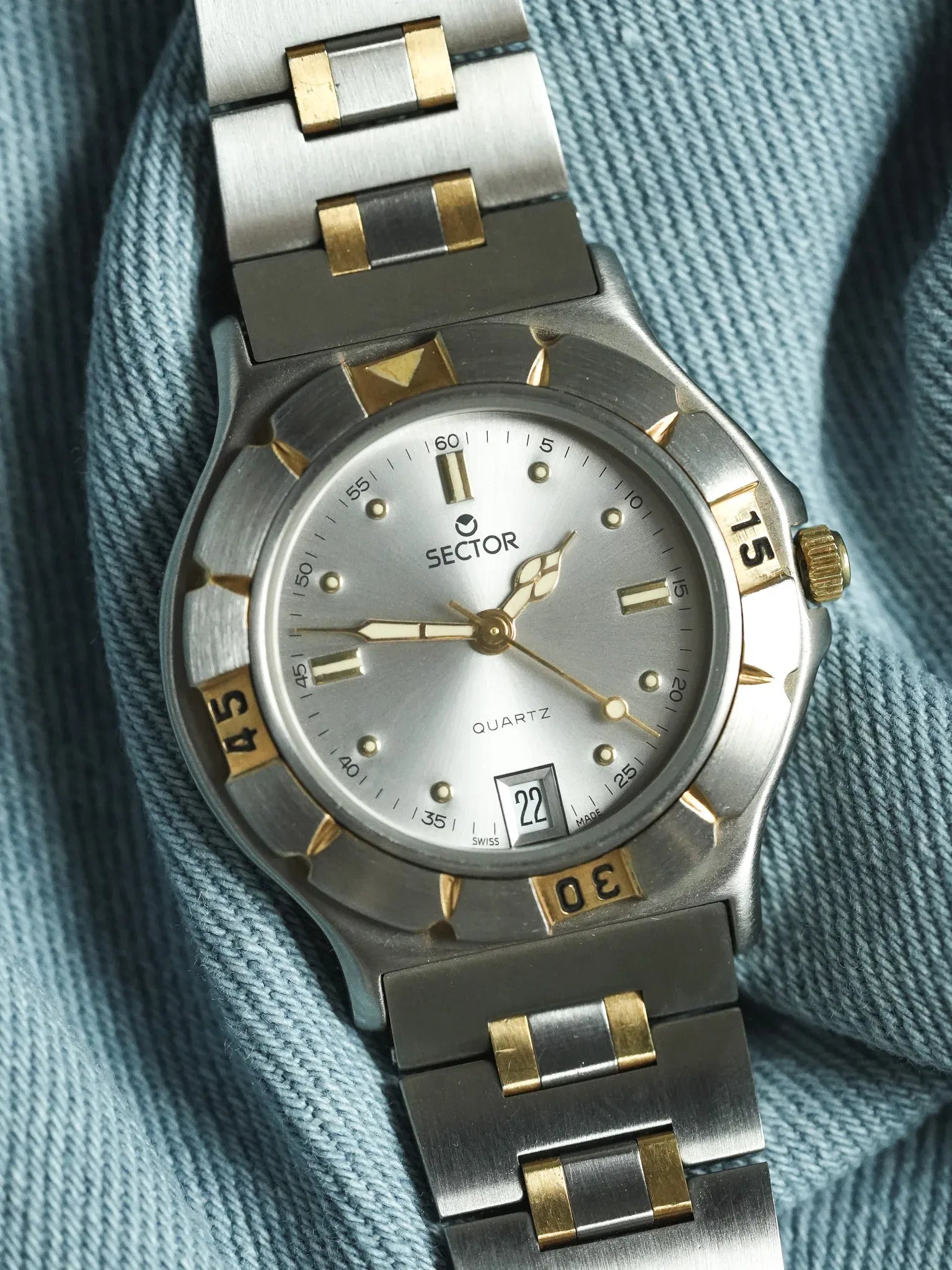 Sector - Acier Or Date 6h - 1990s - Atelier Victor