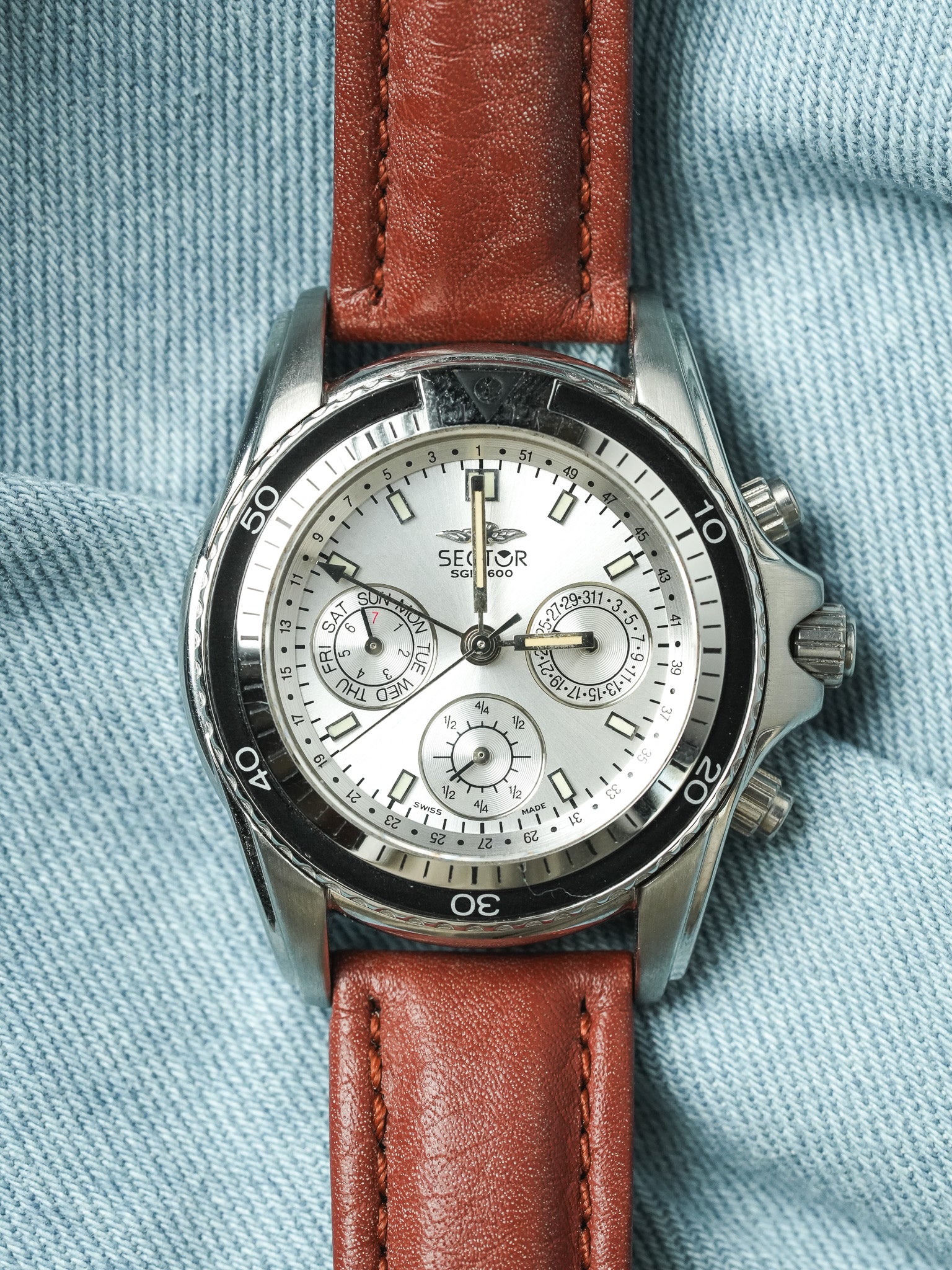 Sector - Chronographe Acier Calendar GMT - NOS - 1980s - Atelier Victor - Vintage  Shop