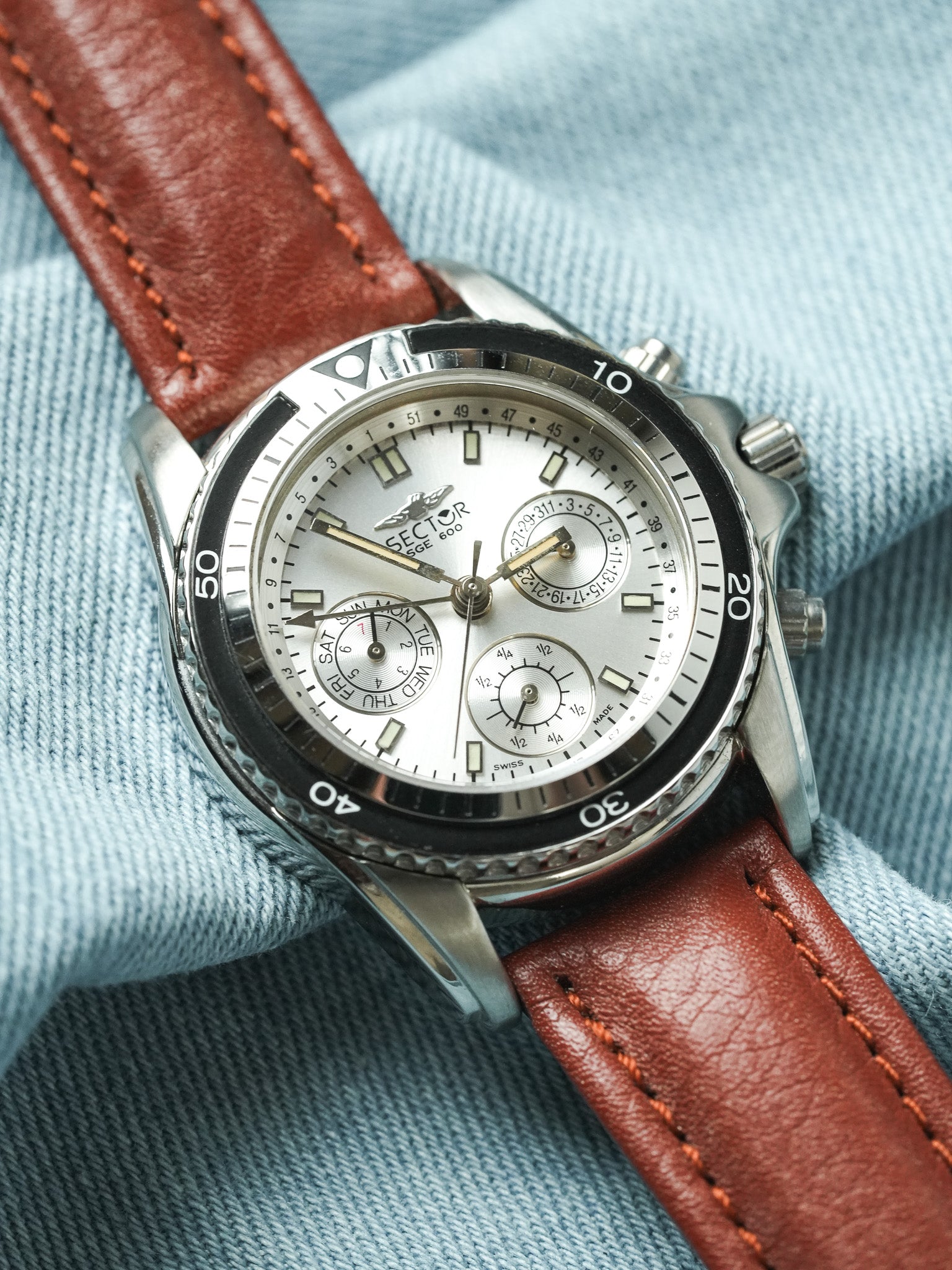 Sector - Chronographe Acier Calendar GMT - NOS - 1980s - Atelier Victor - Vintage  Shop