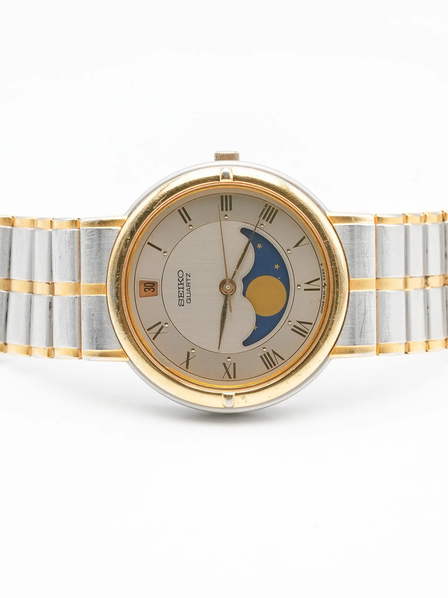 Seiko - Acier Or Phase de lune Romain - 1986 - Atelier Victor Paris - Vintage Watch Shop Dubai