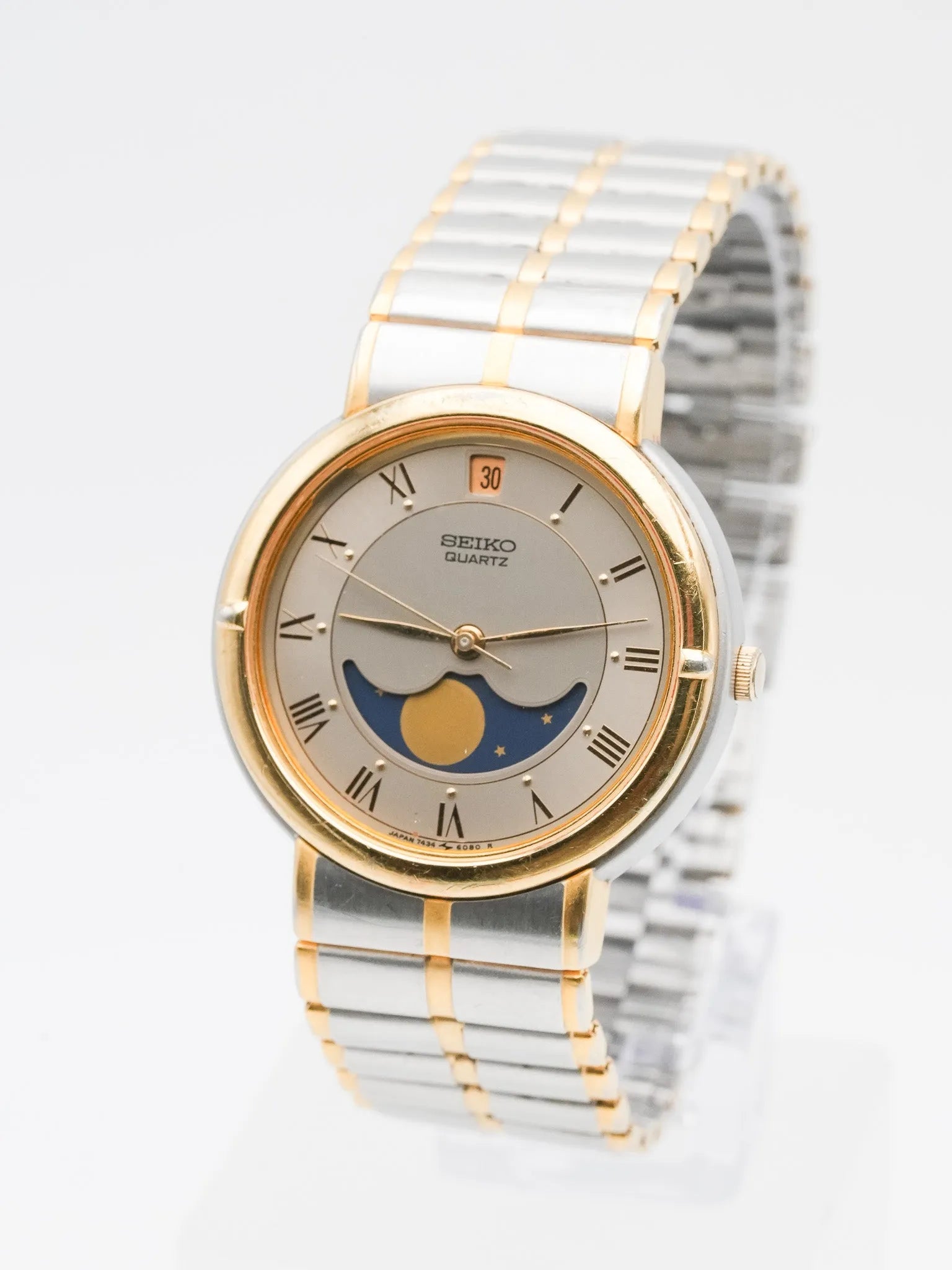Seiko - Acier Or Phase de lune Romain - 1986 - Atelier Victor Paris - Vintage Watch Shop Dubai