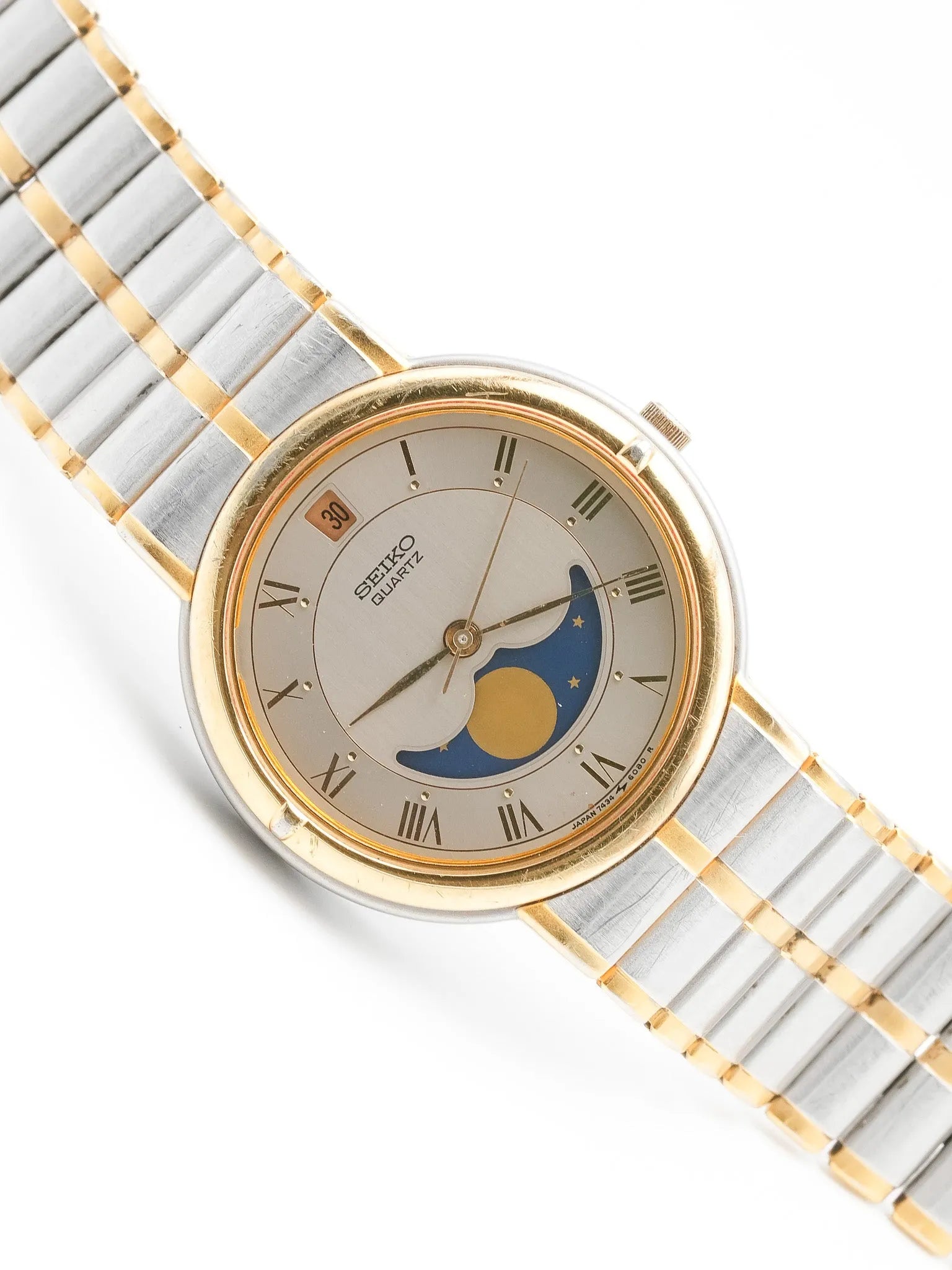 Seiko - Acier Or Phase de lune Romain - 1986 - Atelier Victor Paris - Vintage Watch Shop Dubai