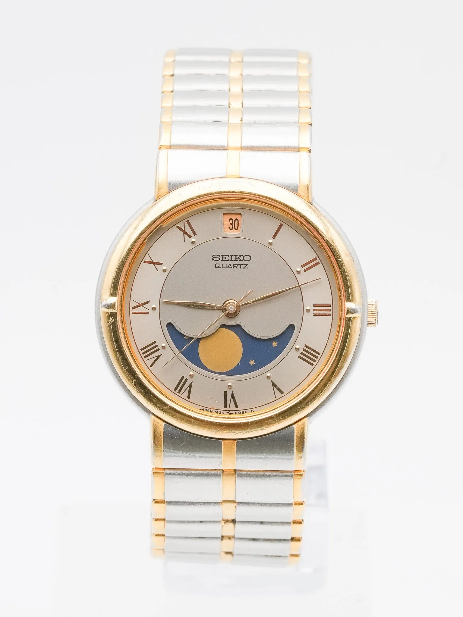 Seiko - Acier Or Phase de lune Romain - 1986 - Atelier Victor - Vintage  Shop