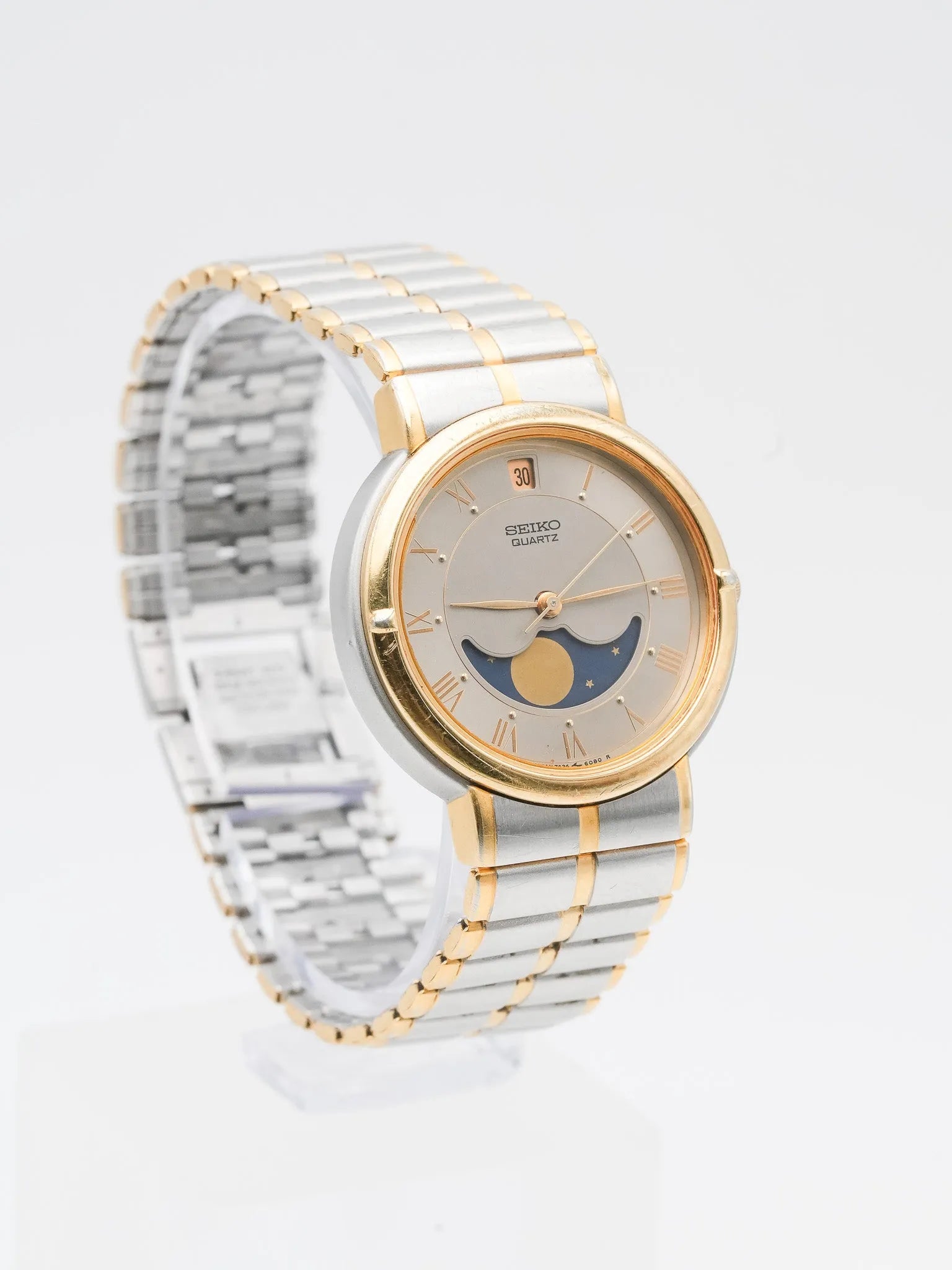 Seiko - Acier Or Phase de lune Romain - 1986 - Atelier Victor - Vintage Watch Shop