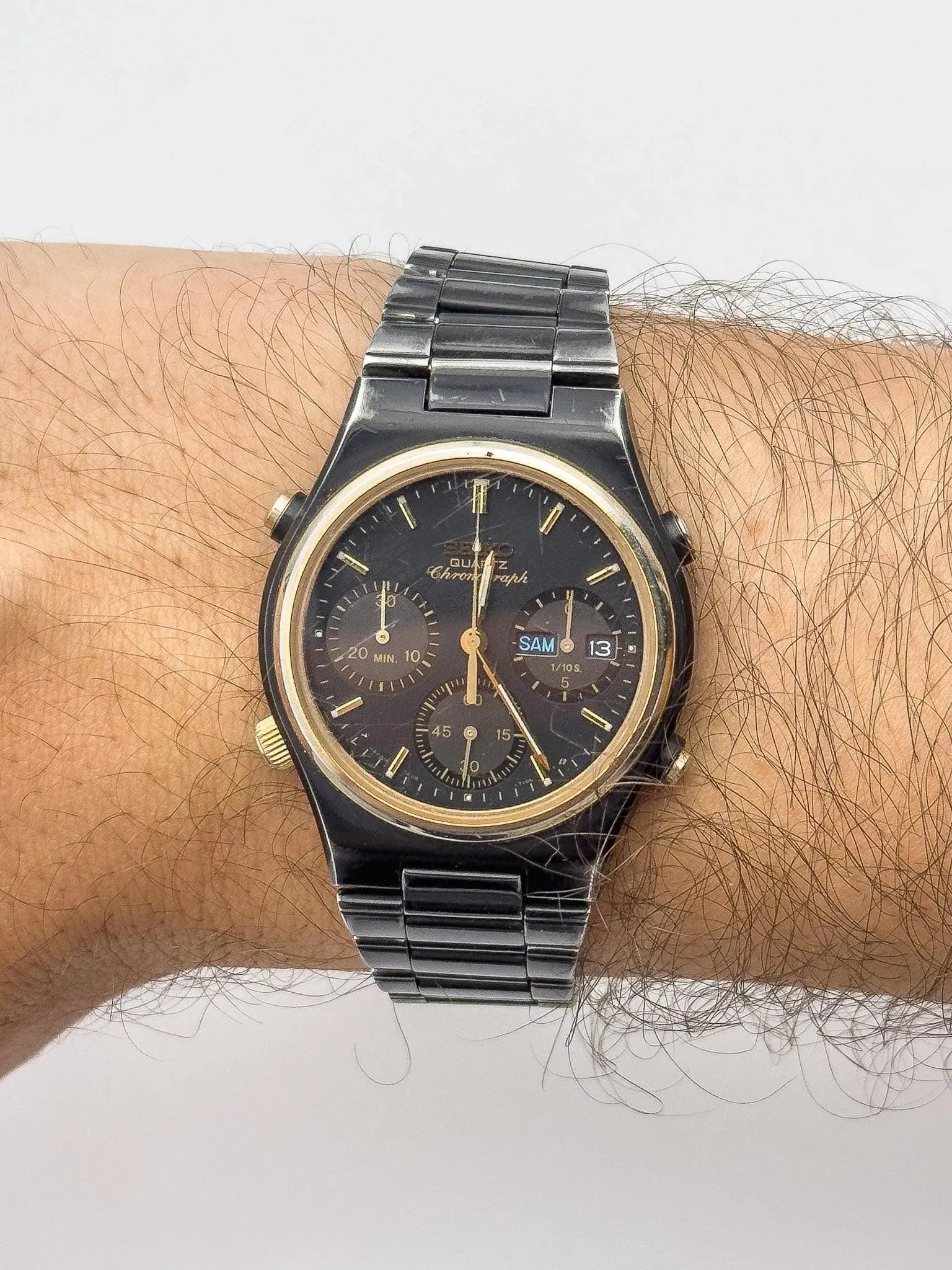 Seiko - Black Chronograph Day Date - 1984 - Atelier Victor Paris - Vintage Watch Shop Dubai