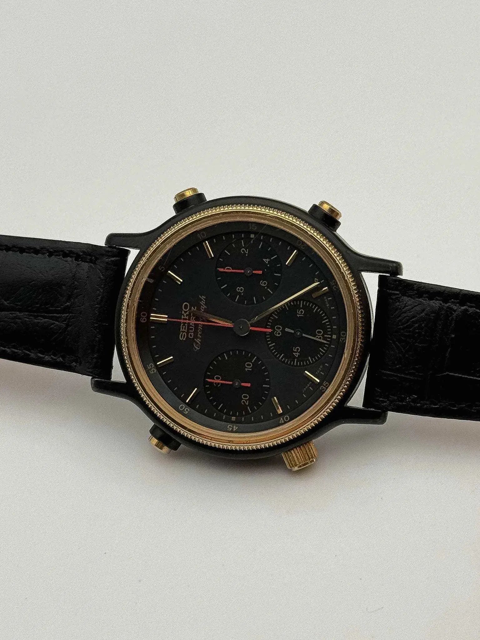 Seiko - Black Chronograph Leather - 1984 - Atelier Victor Paris - Vintage Watch Shop Dubai