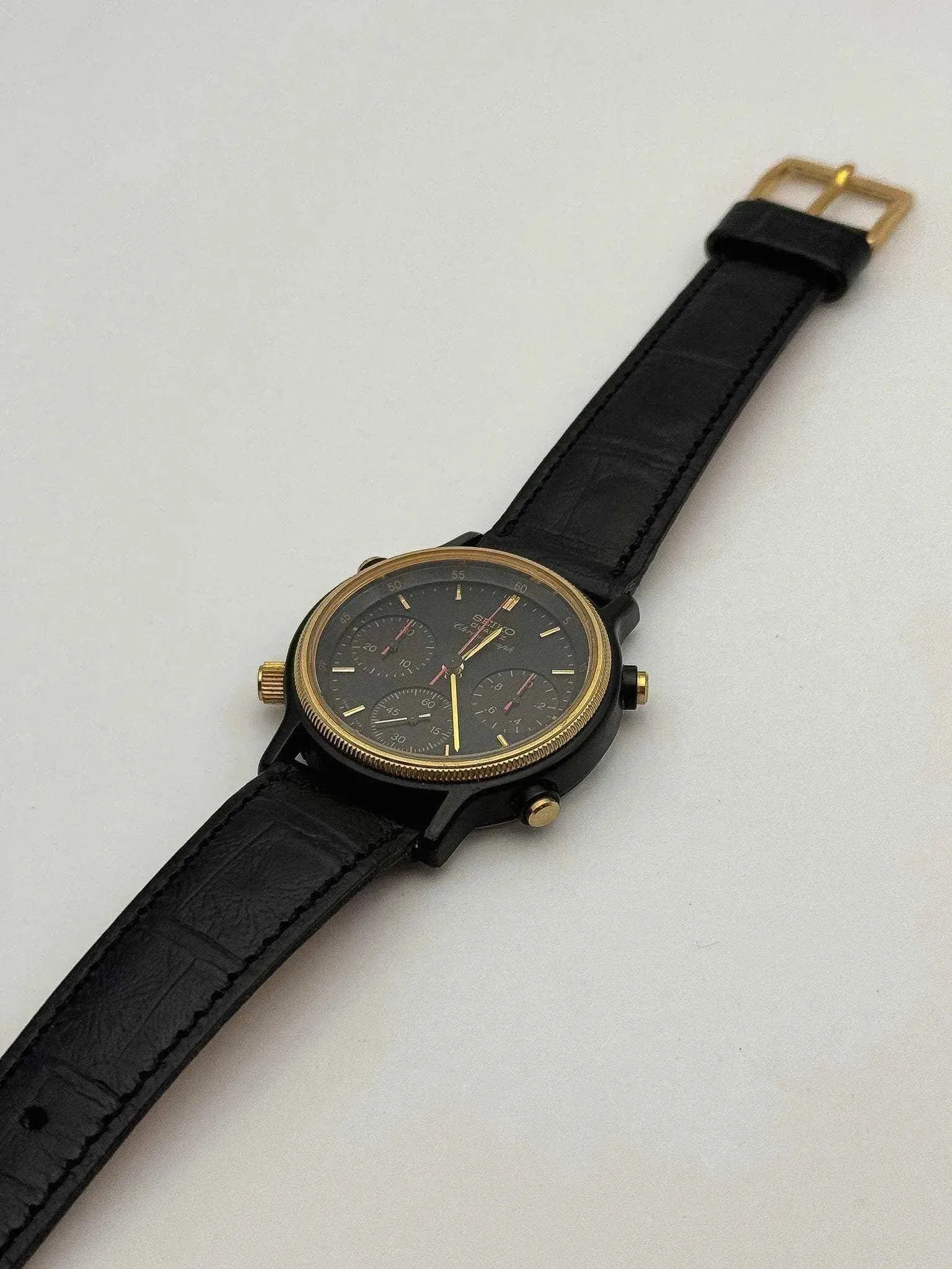 Seiko - Black Chronograph Leather - 1984 - Atelier Victor - Vintage  Shop