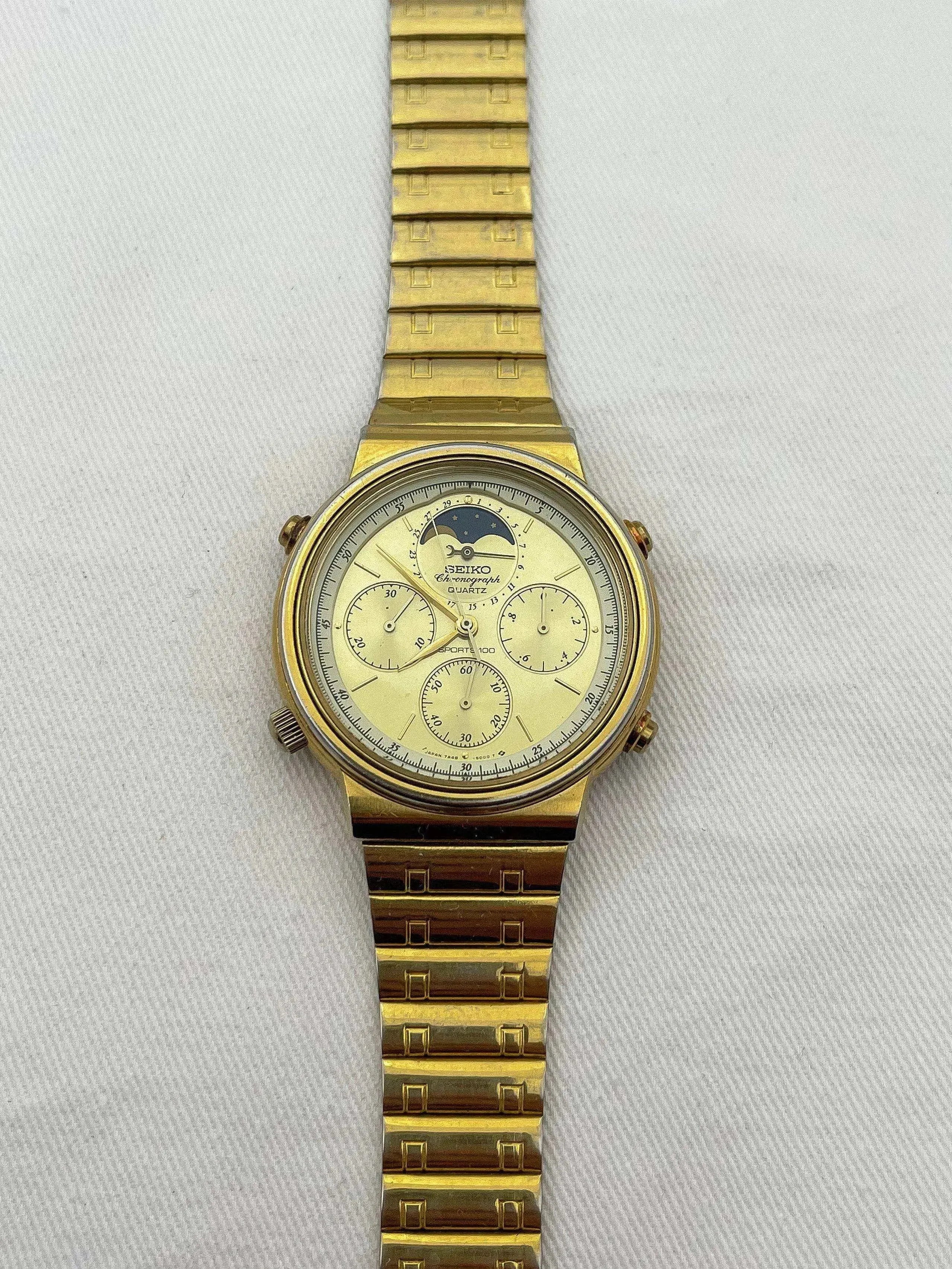 SEIKO - Chronograph Quartz Gold Dial - 1986 - Atelier Victor Paris - Vintage Watch Shop Dubai