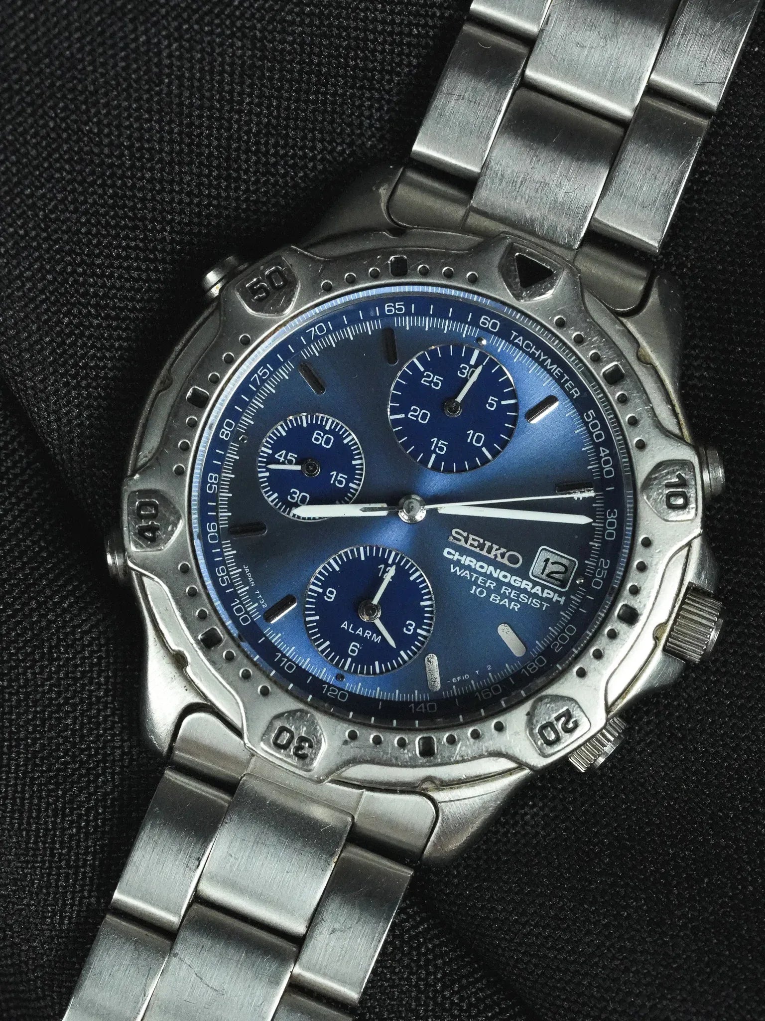 Seiko - Chronographe Alarme Bleu acier - 1993 - Atelier Victor - Vintage  Shop