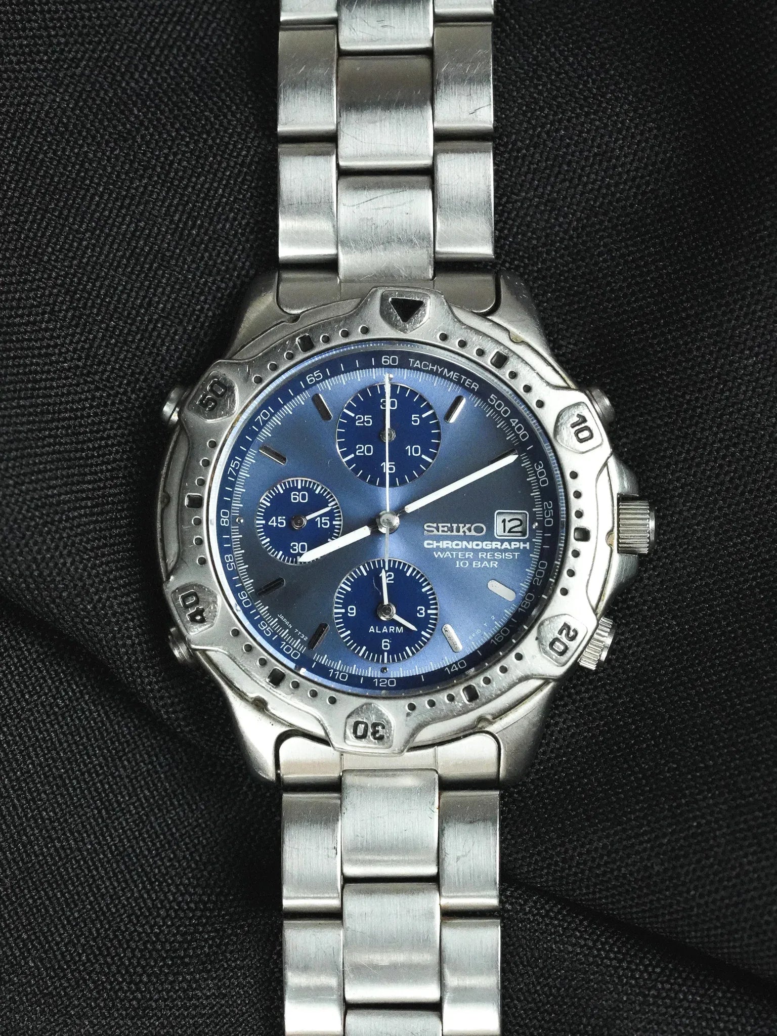 Seiko - Chronographe Alarme Bleu acier - 1993 - Atelier Victor - Vintage  Shop