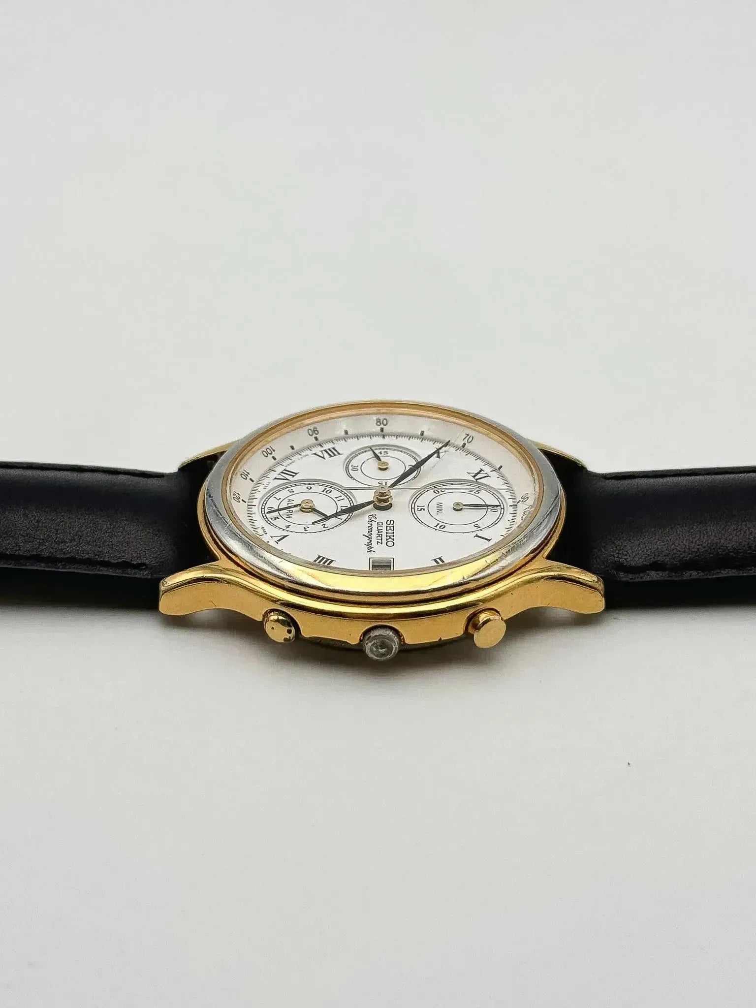 Seiko - Chronographe Alarme Or Cadran Blanc - 1994 - Atelier Victor