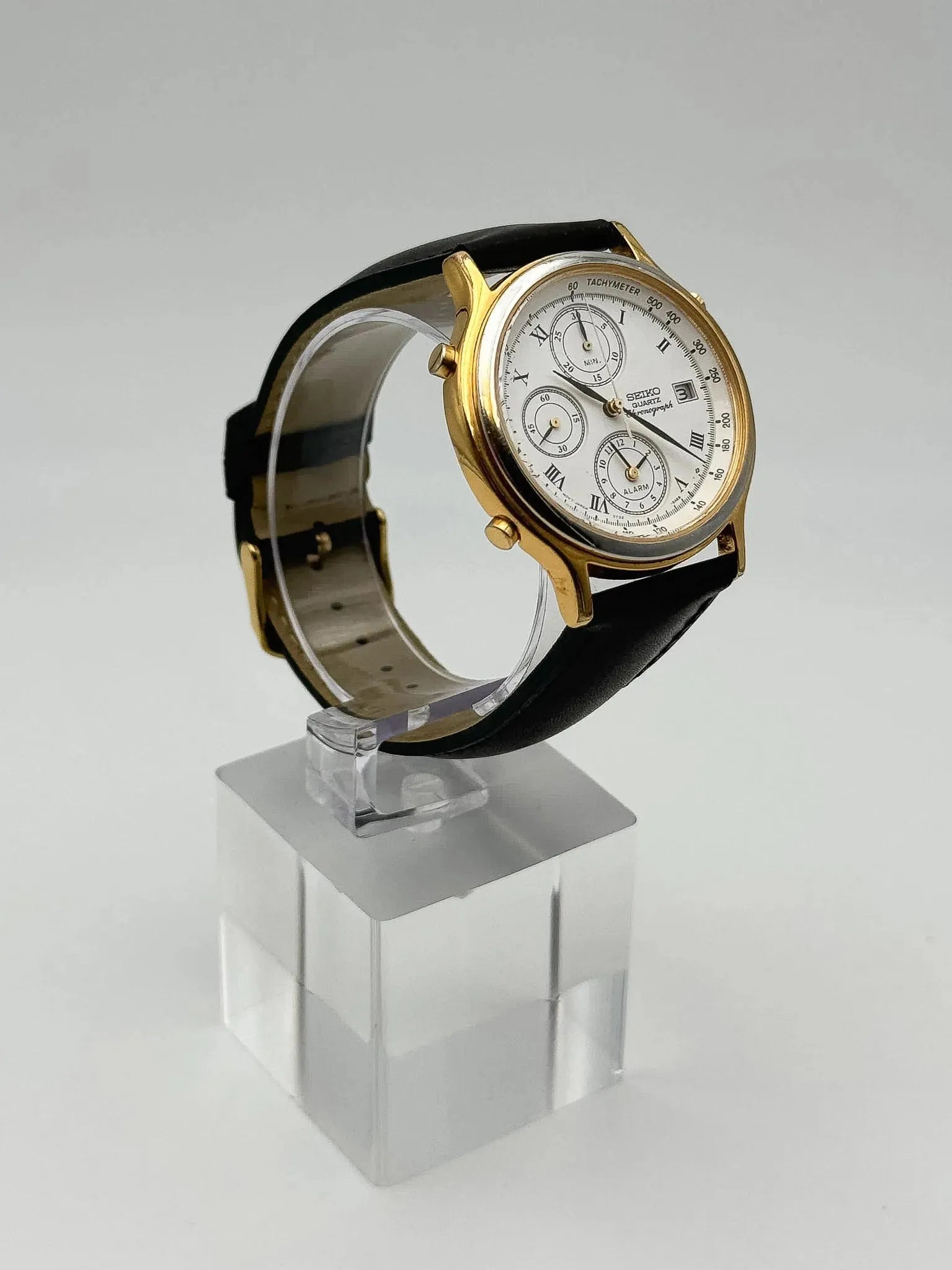 Seiko - Chronographe Alarme Or Cadran Blanc - 1994 - Atelier Victor Paris - Vintage Watch Shop Dubai