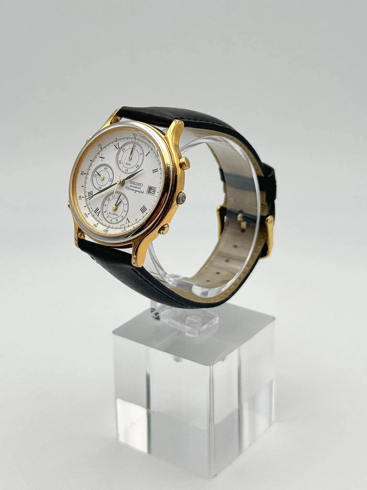Seiko - Chronographe Alarme Or Cadran Blanc - 1994 - Atelier Victor Paris - Vintage Watch Shop Dubai