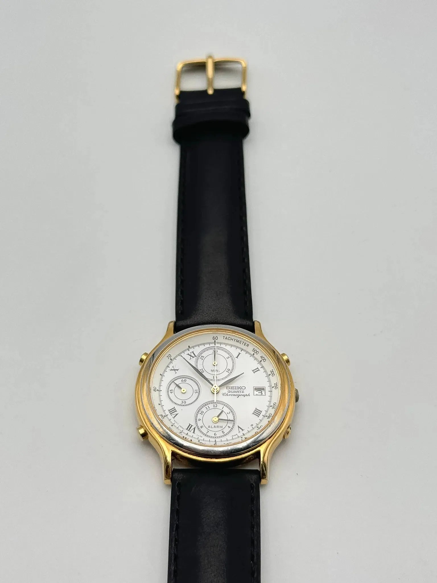 Seiko - Chronographe Alarme Or Cadran Blanc - 1994 - Atelier Victor Paris - Vintage Watch Shop Dubai