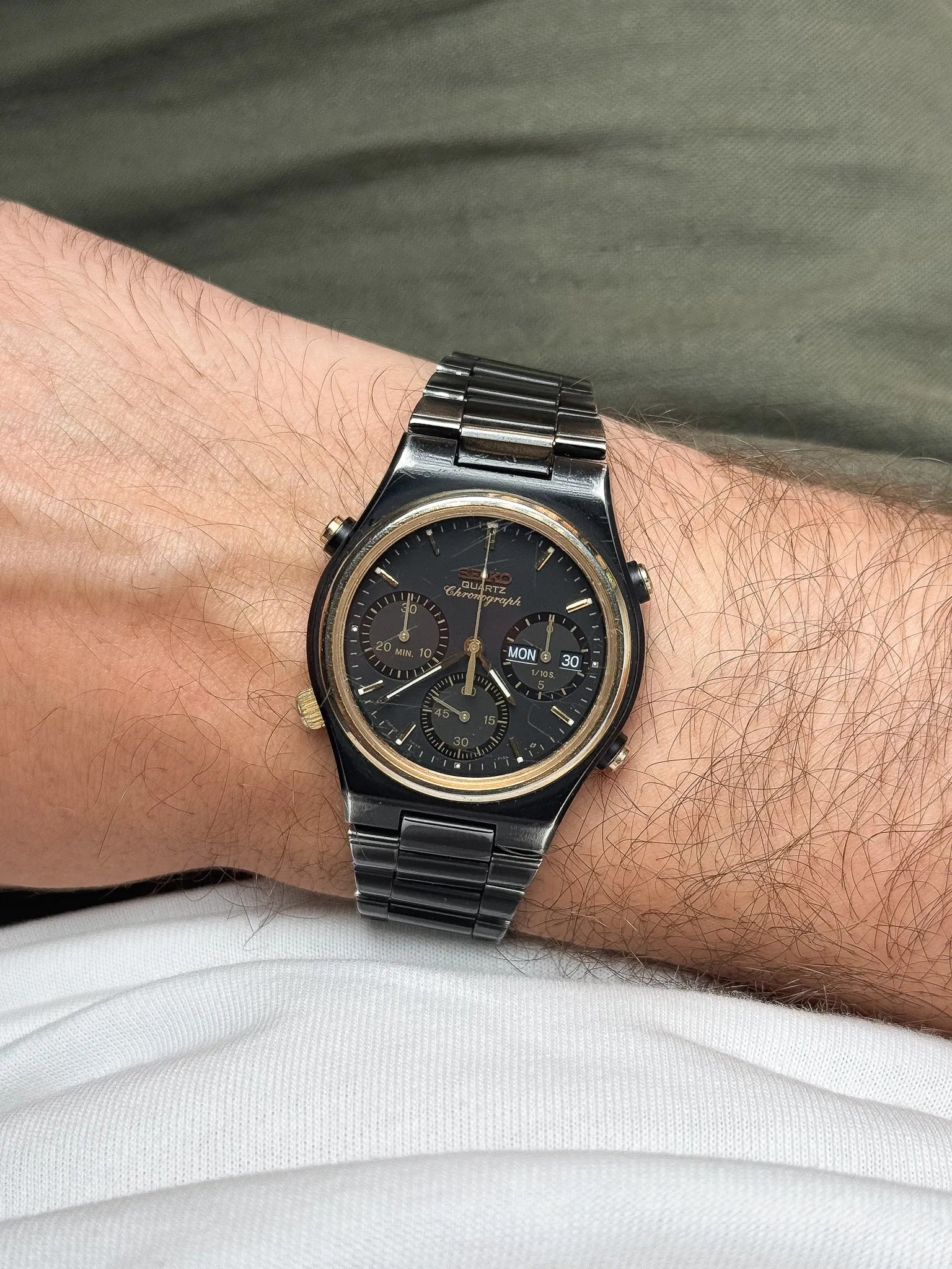 Seiko - Chronographe Noir DayDate - 1984 - Atelier Victor - Vintage  Shop