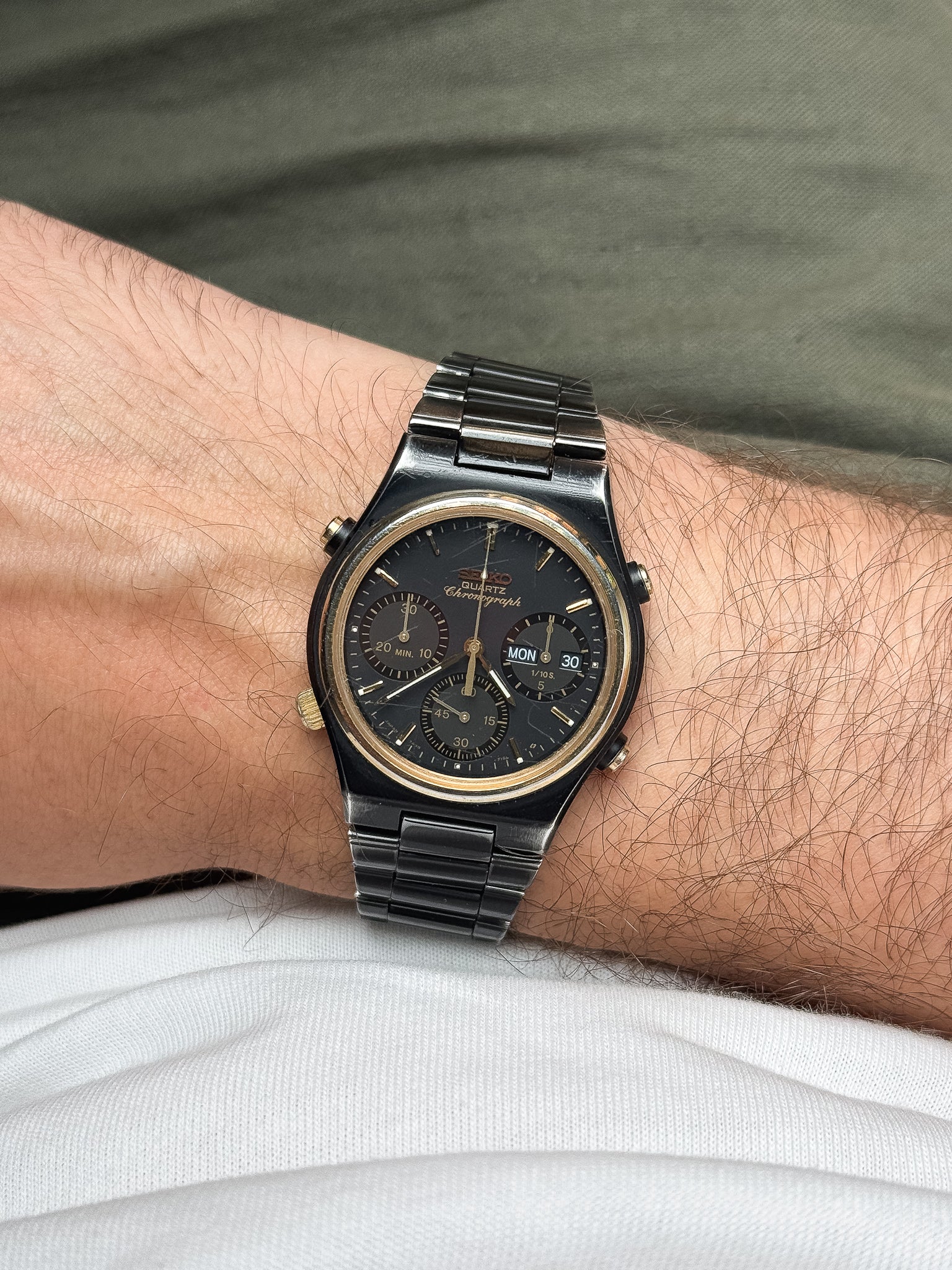 Seiko - Chronographe Noir DayDate - 1984 - Atelier Victor - Vintage  Shop