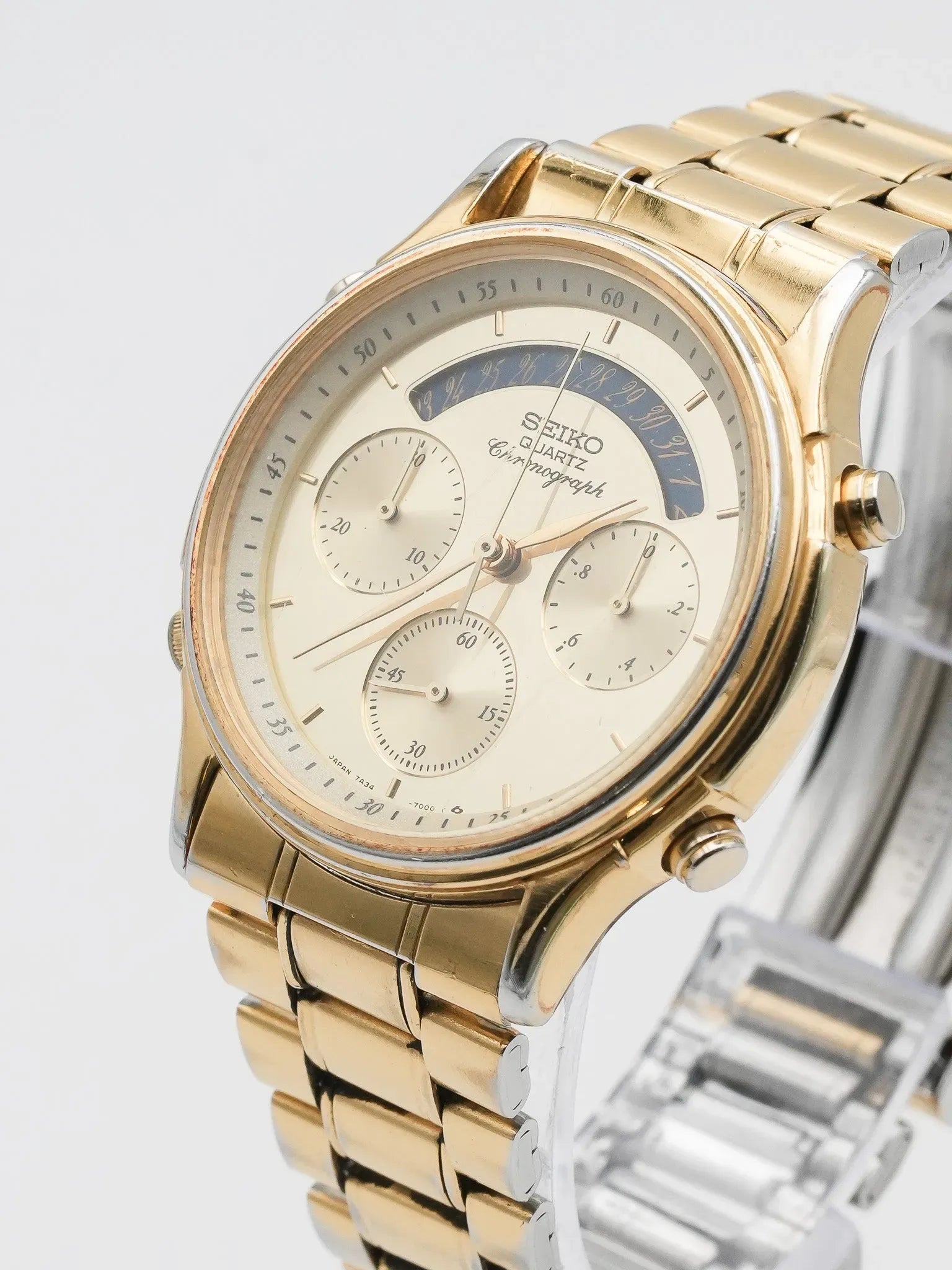 Seiko - Chronographe Or Date Bleu - 1986 - Atelier Victor - Vintage  Shop