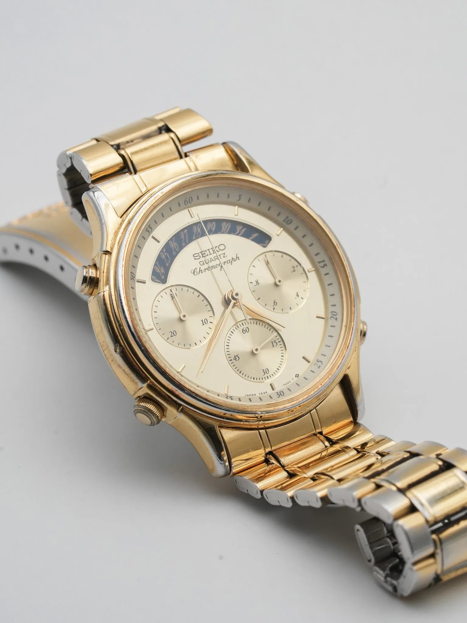 Seiko - Chronographe Or Date Bleu - 1986 - Atelier Victor - Vintage  Shop