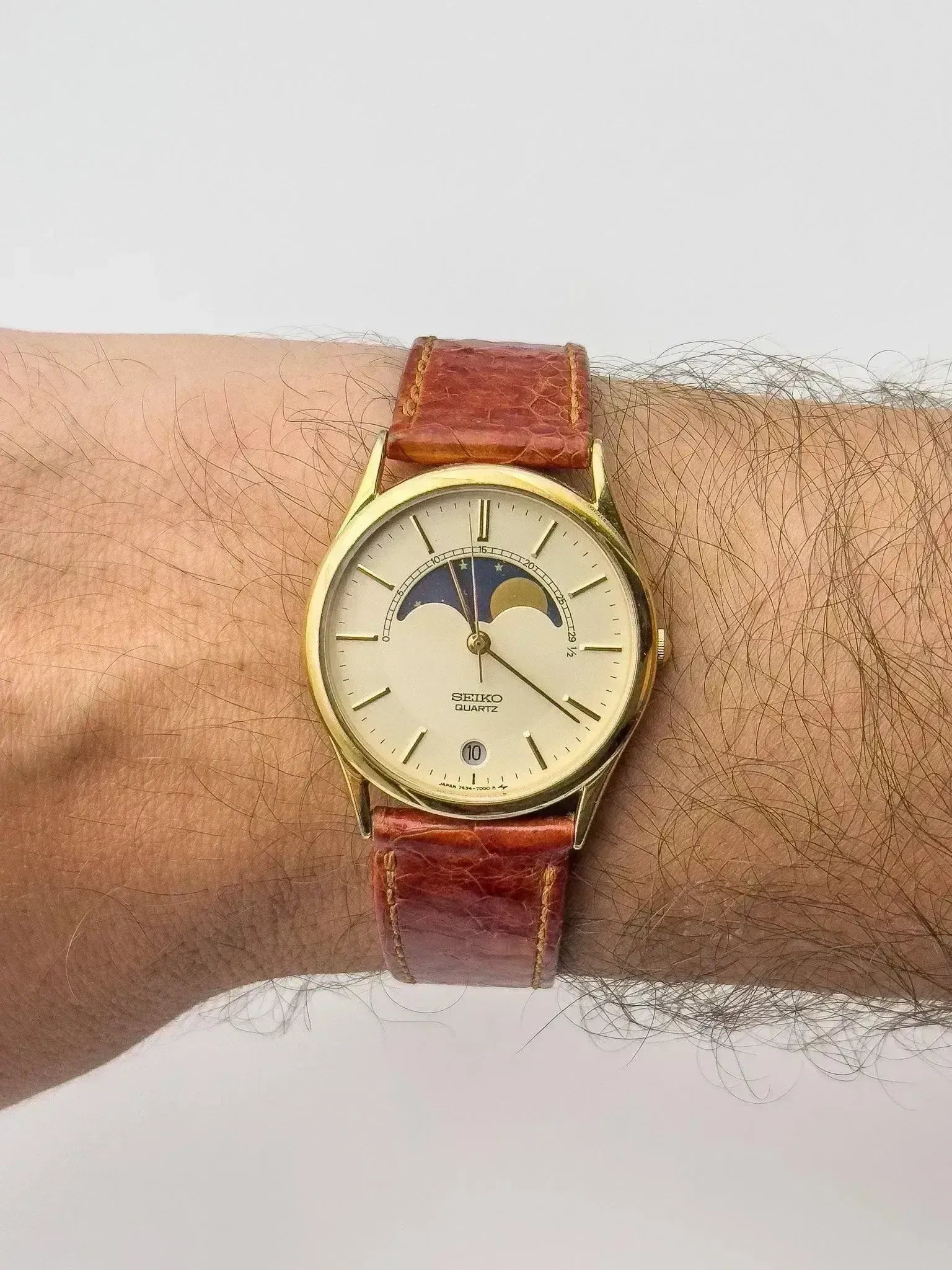 SEIKO ゴールド 懐中時計 ムーンフェイズ 1987年製 Seiko - Circle Gold Moonphase - 1986 - Atelier Victor