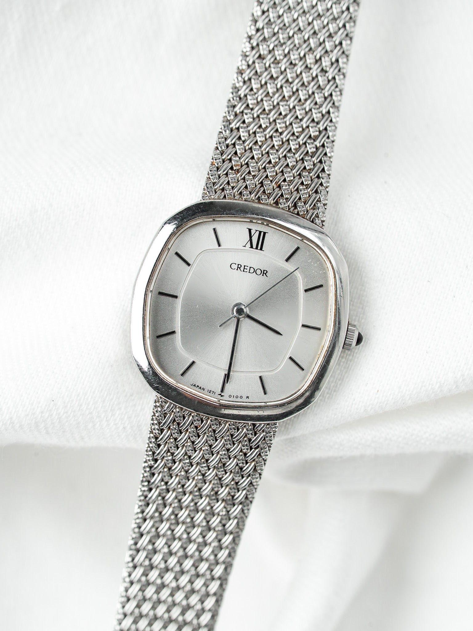 Seiko Credor 1271-5030 Uhr Stahl — Mini-Kissen Geflochtenes Mesh (1979) 