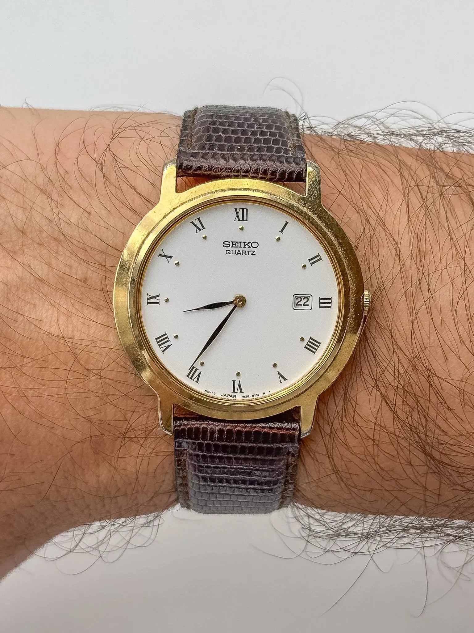 Seiko - Dress Watch Date Plaqué Or Index Romain - 2002 - Atelier Victor Paris - Vintage Watch Shop Dubai