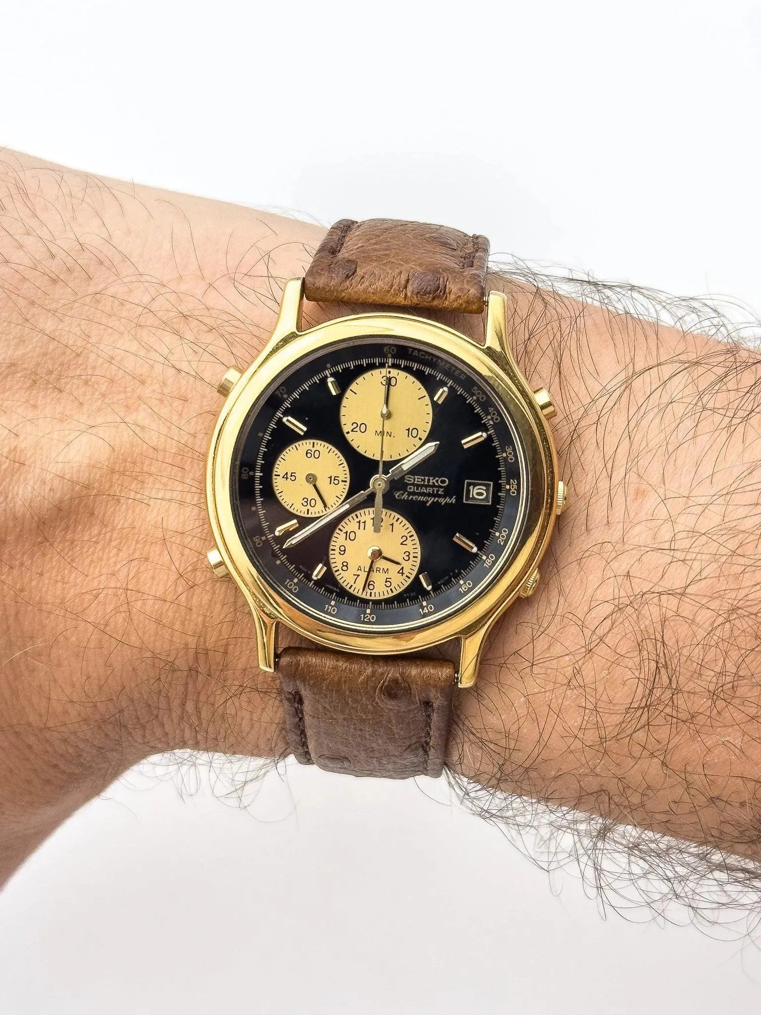 Seiko - Gold Black Chrono Alarm - 1992 - Atelier Victor Paris - Vintage Watch Shop Dubai