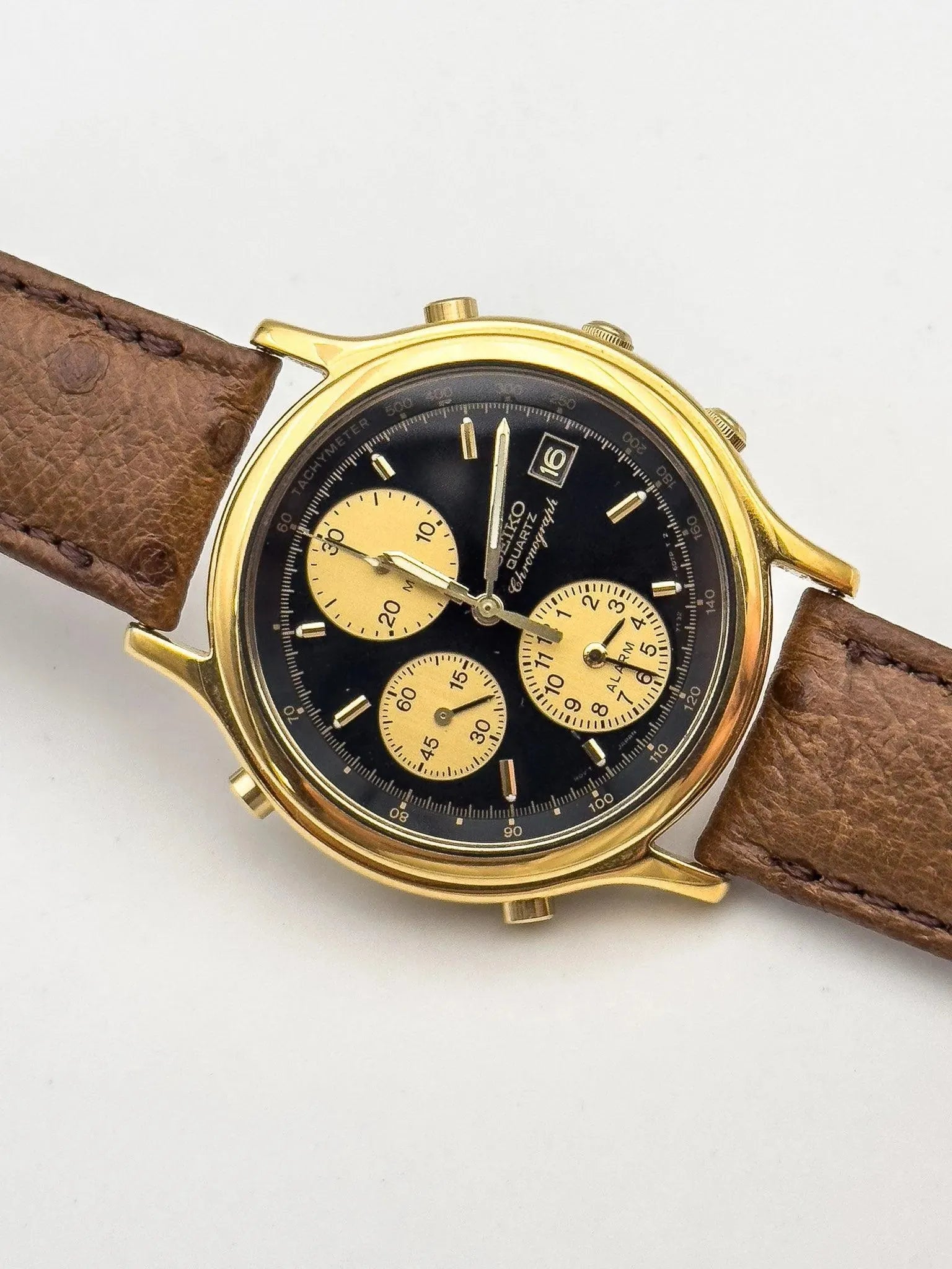 Seiko - Gold Black Chrono Alarm - 1992 - Atelier Victor Paris - Vintage Watch Shop Dubai