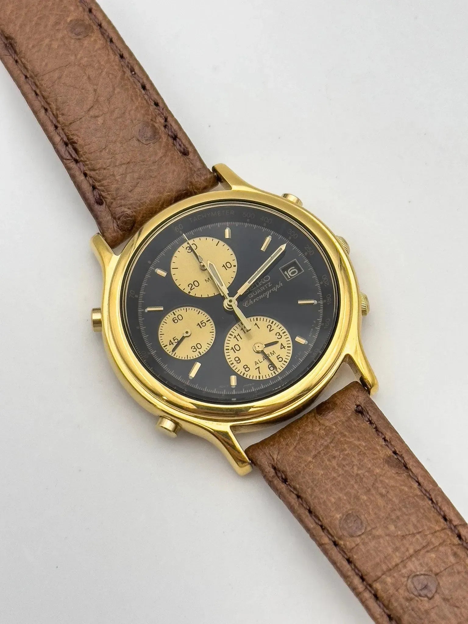 Seiko - Gold Black Chrono Alarm - 1992 - Atelier Victor - Vintage  Shop