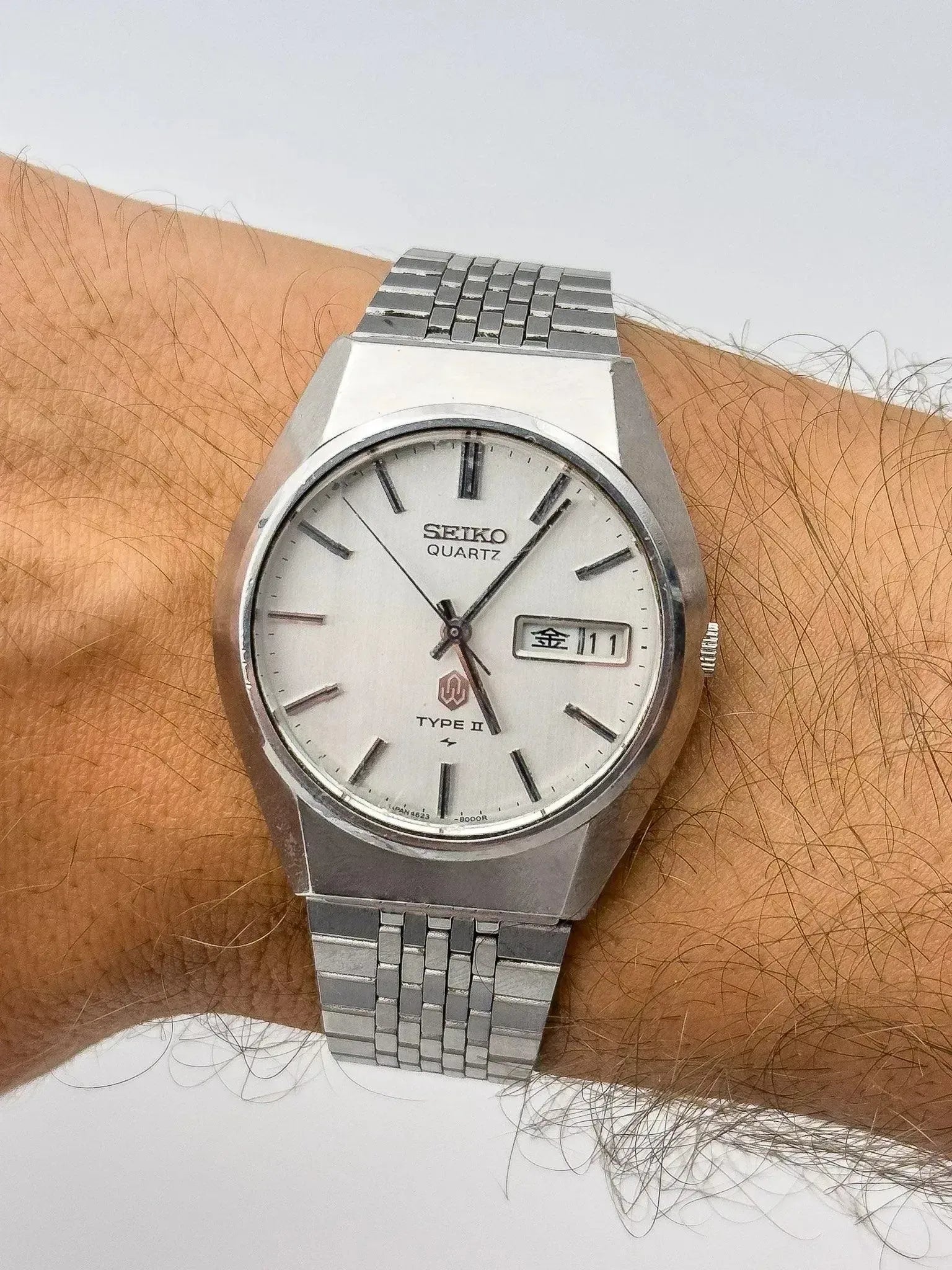 SEIKO TYPEII デイデイト　1976 Seiko - Silver Facetted Kanji Daydate - 1976