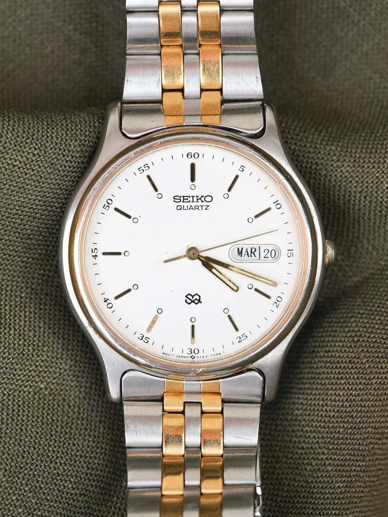 Seiko - SQ Daydate Acier Or Francais Anglais Blanc - 1991 - Atelier Victor
