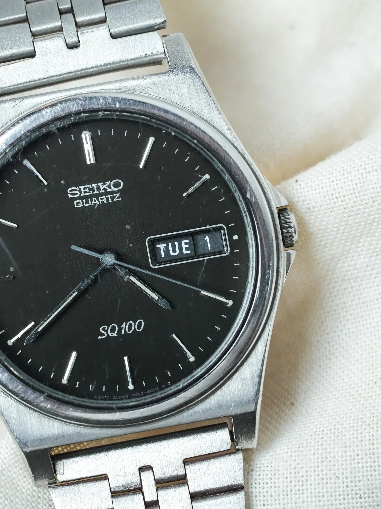 Seiko - SQ100 Daydate Noir Acier - 1994 - Atelier Victor