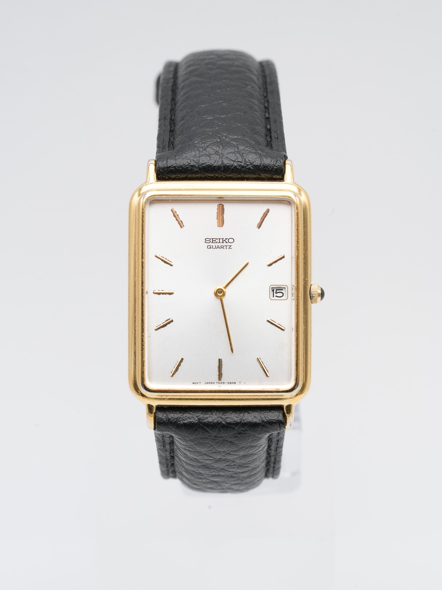 Seiko - Tank Allongée plaqué or date cabochon - 2002 - Atelier Victor Paris - Vintage Watch Shop Dubai