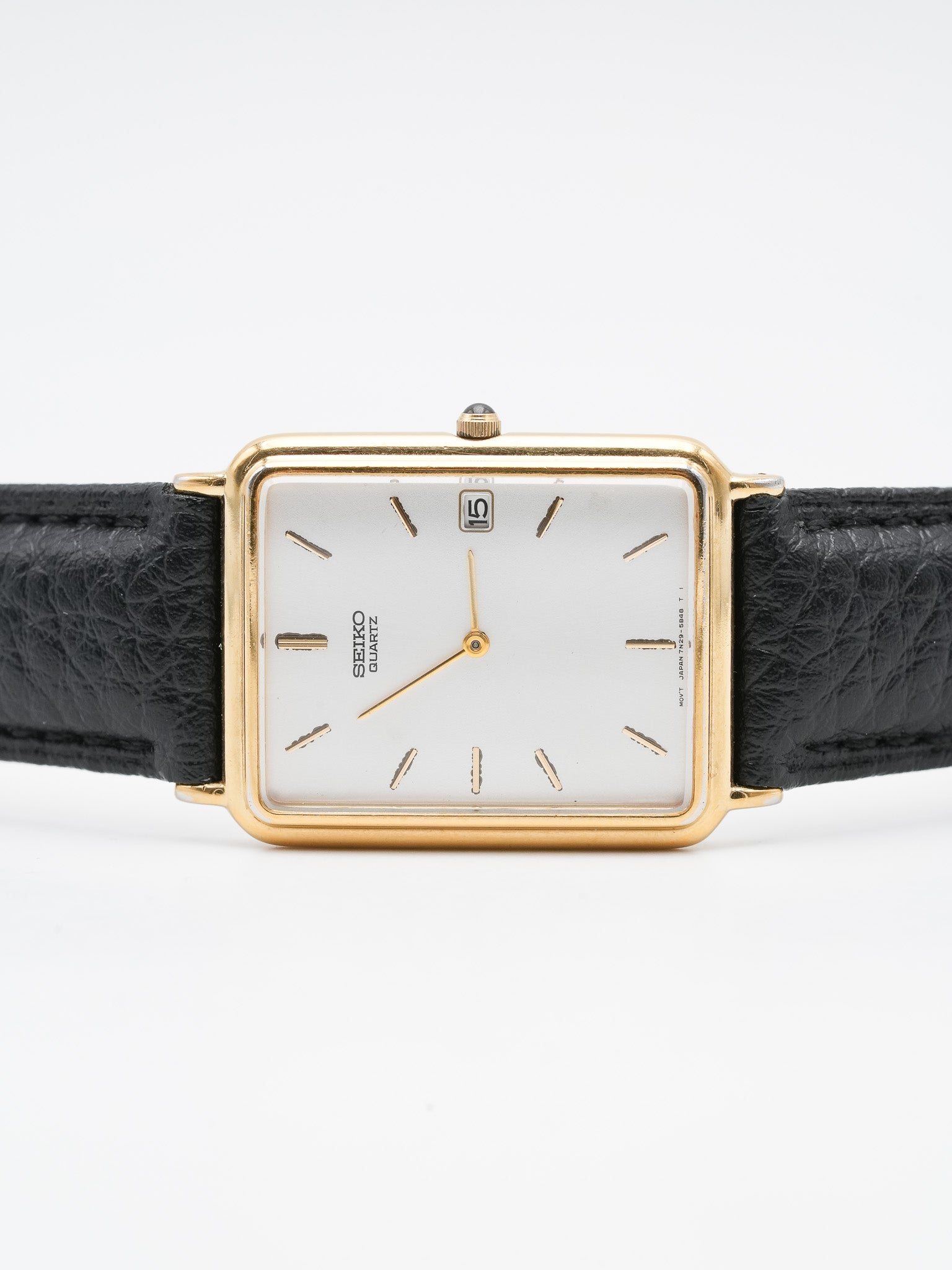 Seiko - Tank Allongée plaqué or date cabochon - 2002 - Atelier Victor Paris - Vintage Watch Shop Dubai
