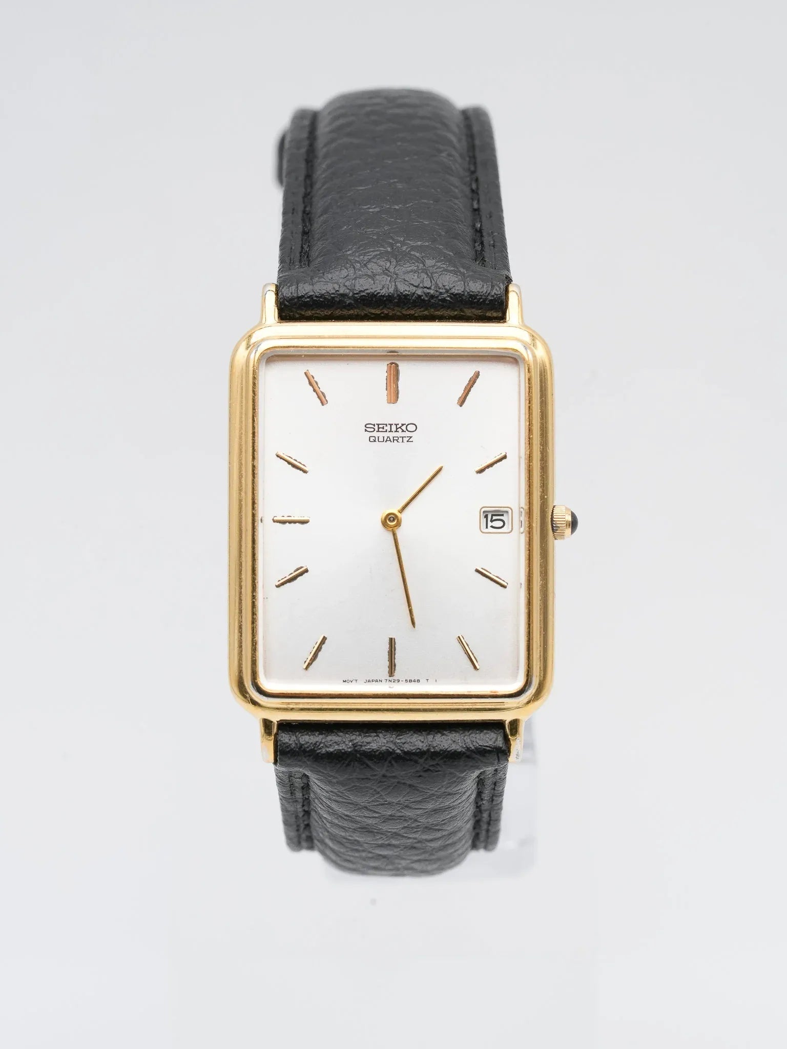 Seiko - Tank Allongée plaqué or date cabochon - 2002 - Atelier Victor - Vintage  Shop