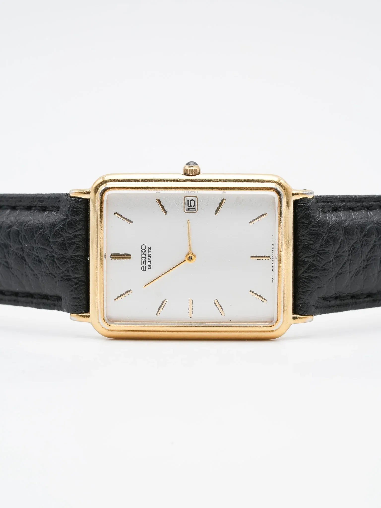 Seiko - Tank Allongée plaqué or date cabochon - 2002 - Atelier Victor - Vintage  Shop
